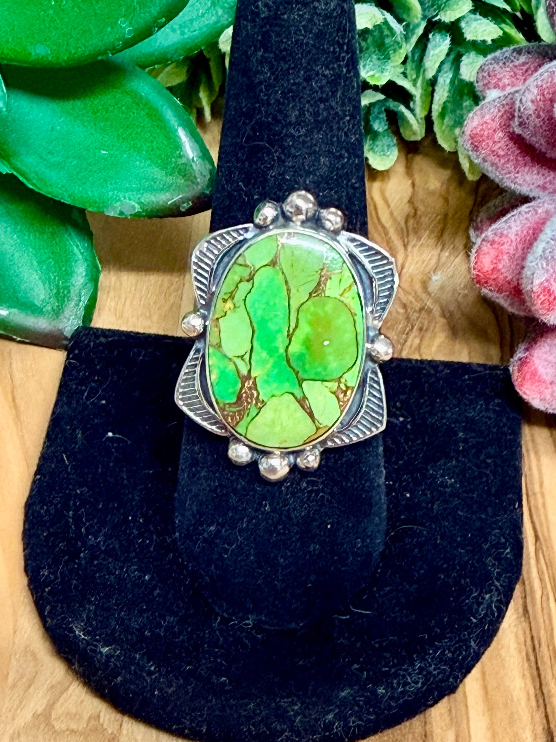 Southwest Handmade Mohave & Sterling Silver Ring Size 8