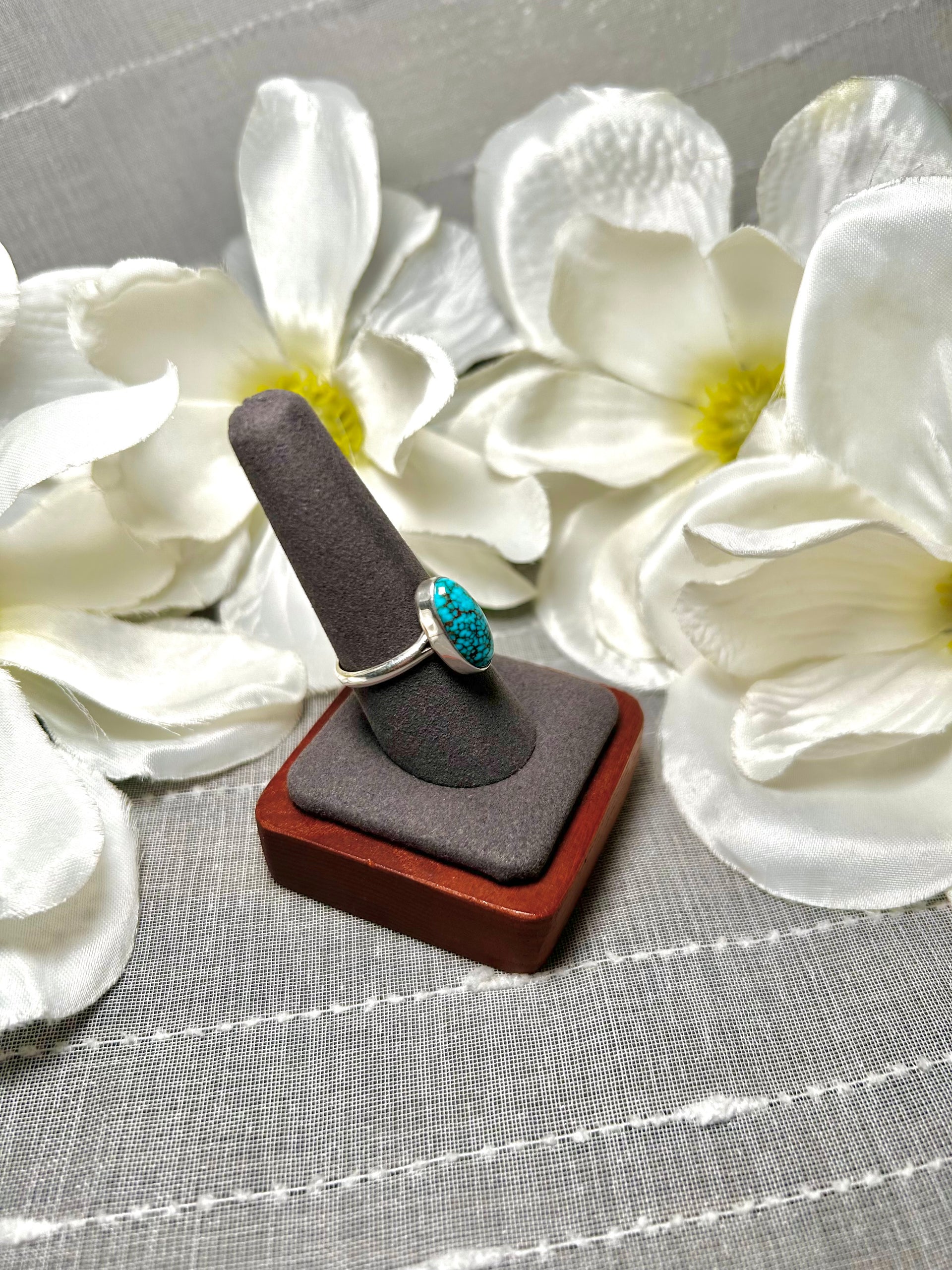 Sheryl Martinez Highgrade Kingman Turquoise & Sterling Silver Ring Size 9