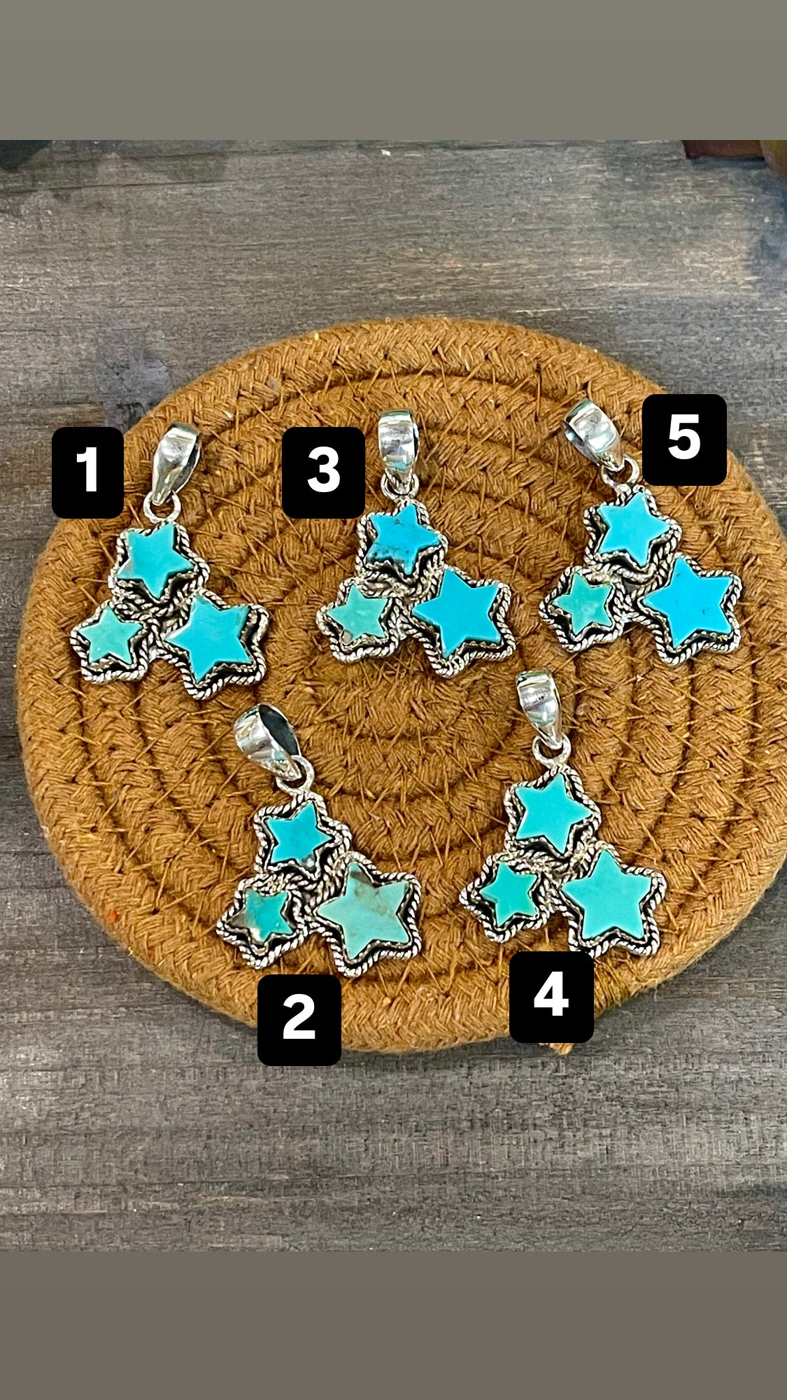 Southwest Handmade Kingman Turquoise & Sterling Silver Star Pendant