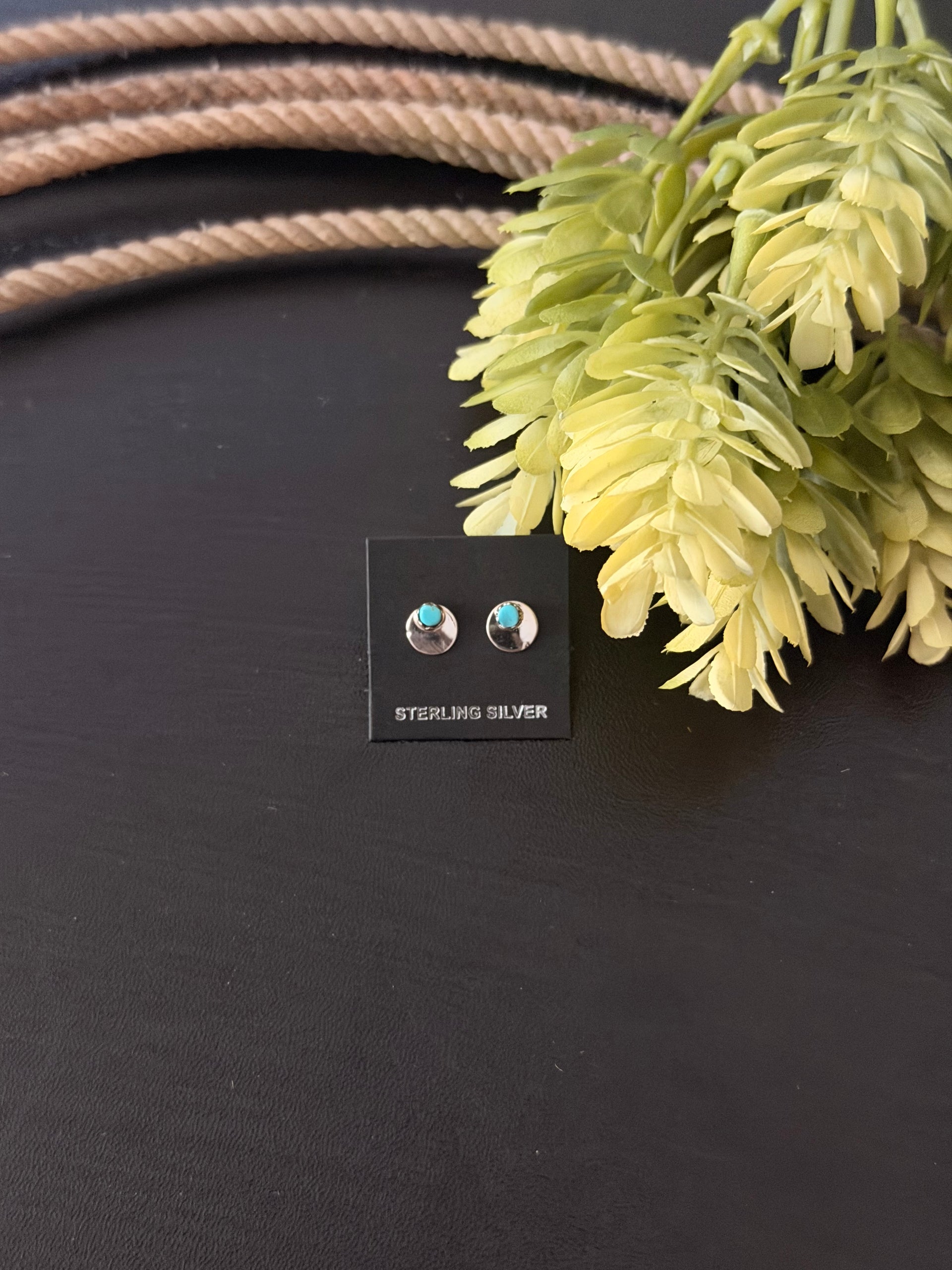 Navajo Made Turquoise & Sterling Silver Post Earrings