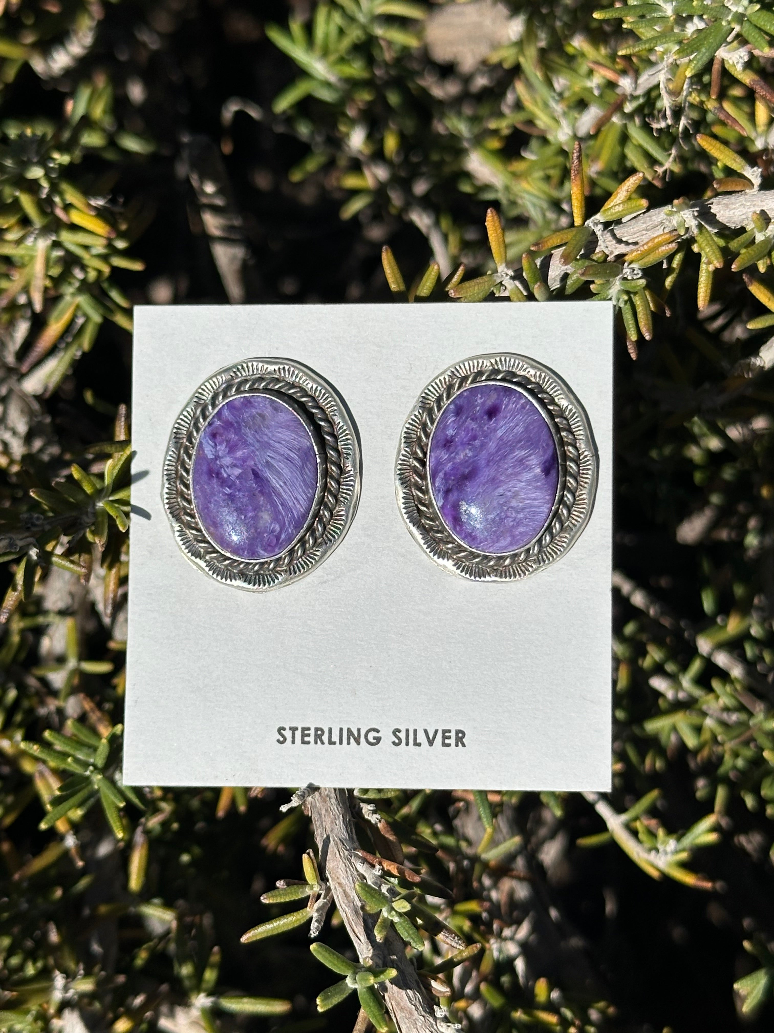 Betta Lee Charoite & Sterling Silver Post Earrings