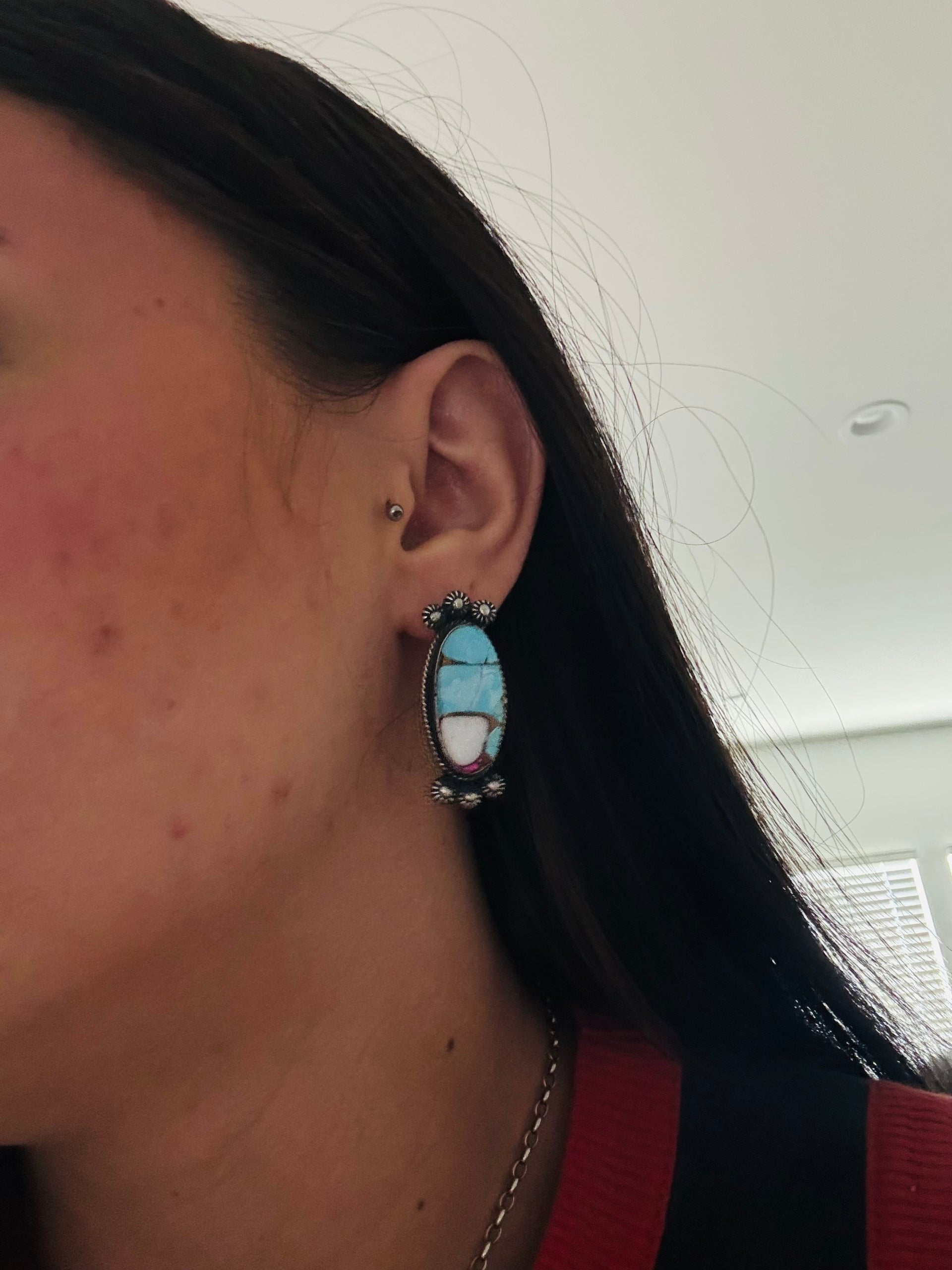 Zachariah David Cotton Candy Composite & Sterling Silver Post Earrings