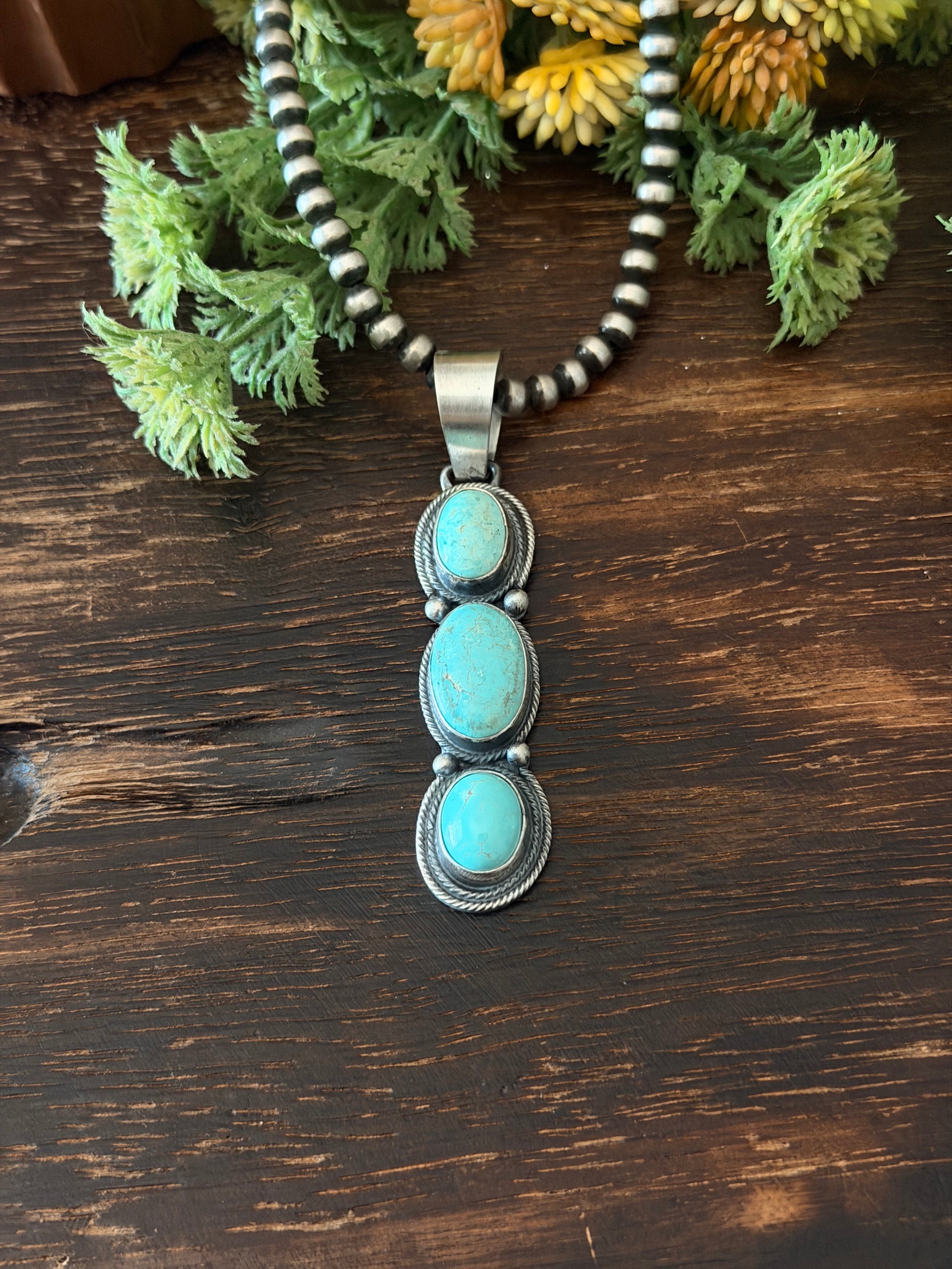 Bobby Johnson Mixed Turquoise & Sterling Silver Pendant