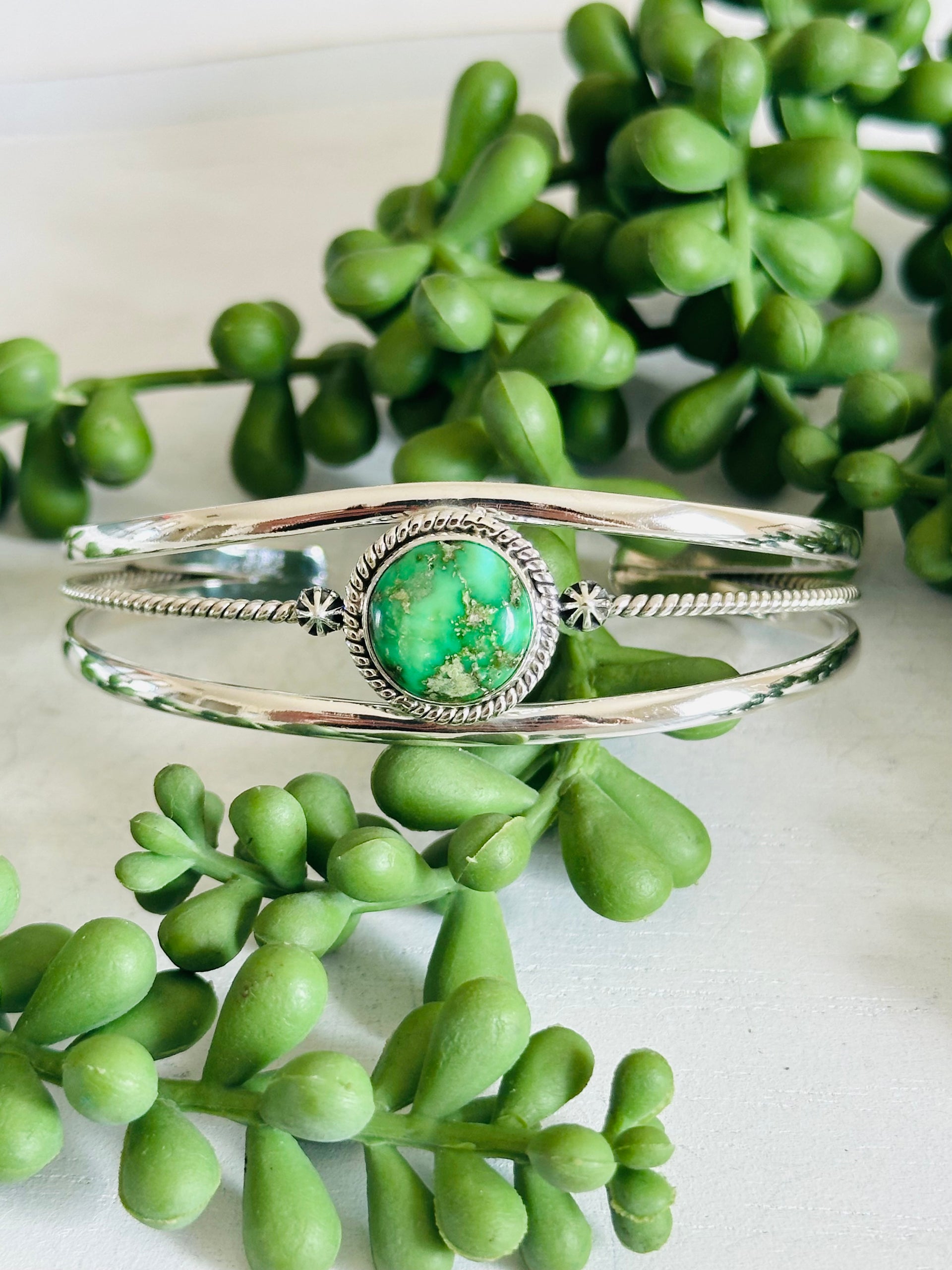 Southwest Made Sonoran Gold Turquoise & Sterling Silver Cuff Bracelet