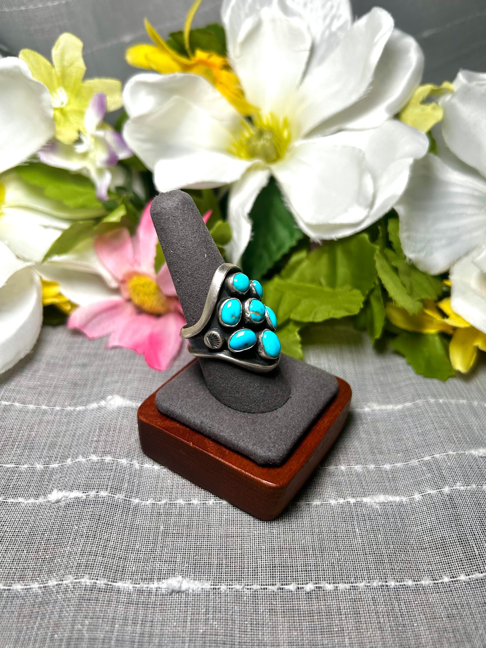 Emer Thompson Kingman Turquoise & Sterling Silver Ring Size 9.25