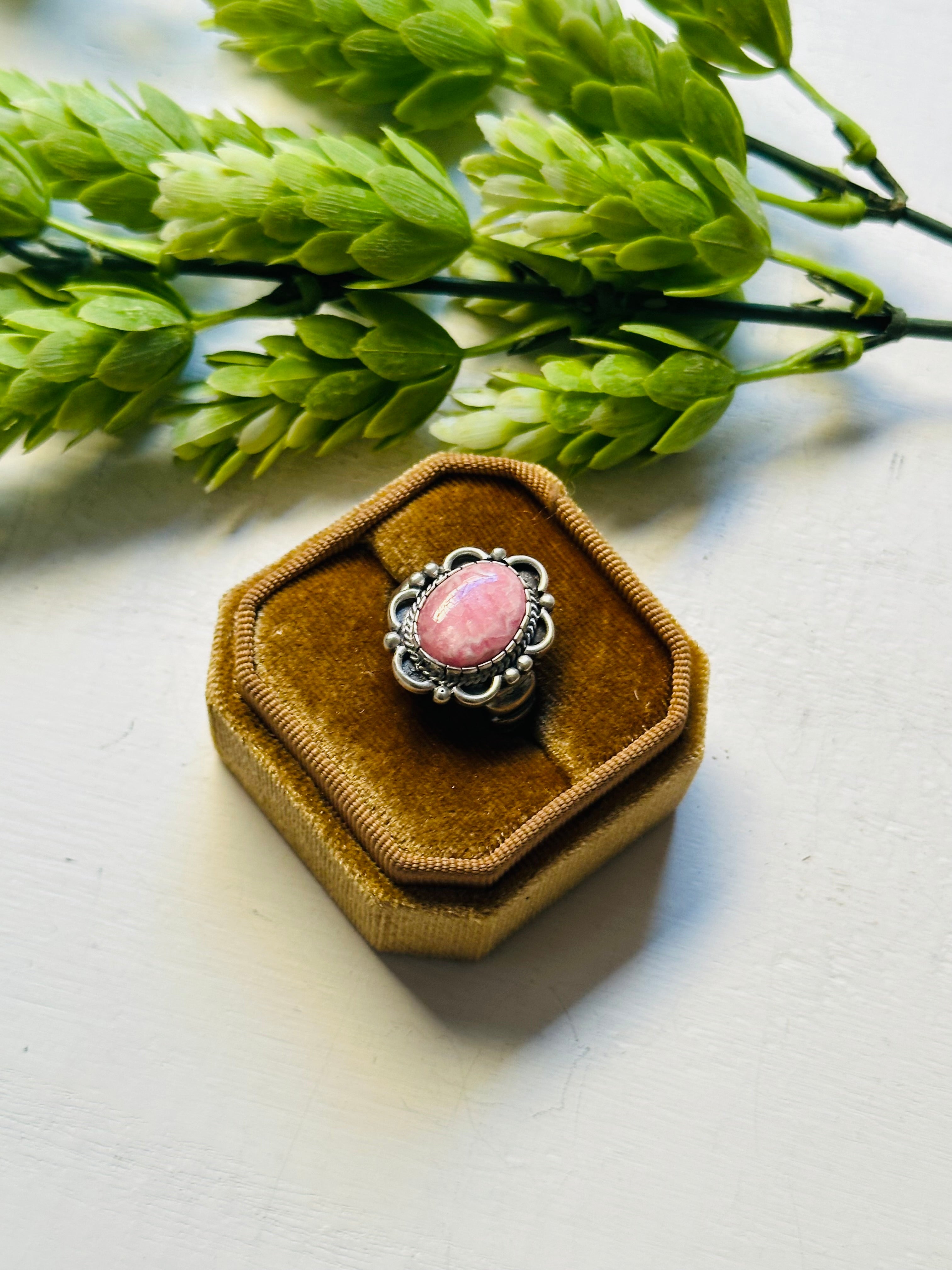 Navajo Made Rhodochrosite & Sterling Silver Ring