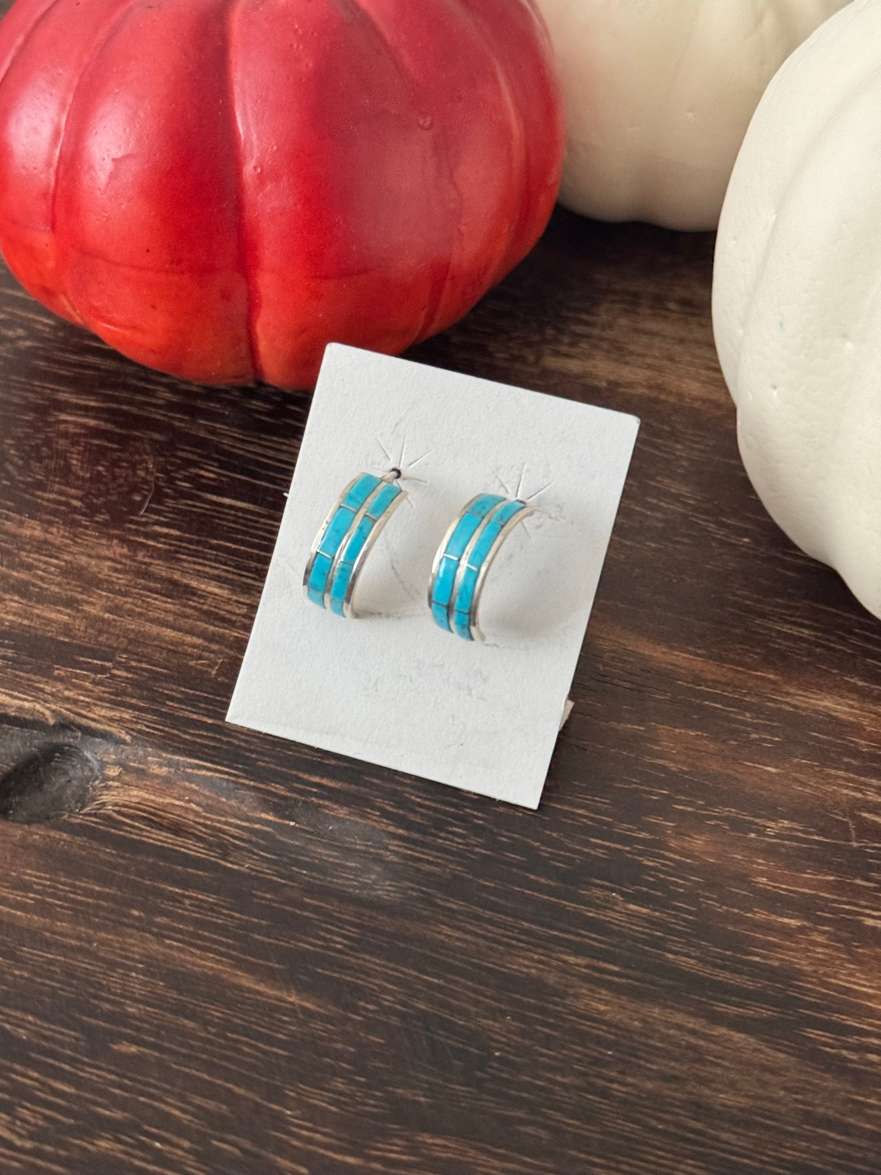 Cj Kyle Kingman Turquoise & Sterling Silver Hoop Earrings