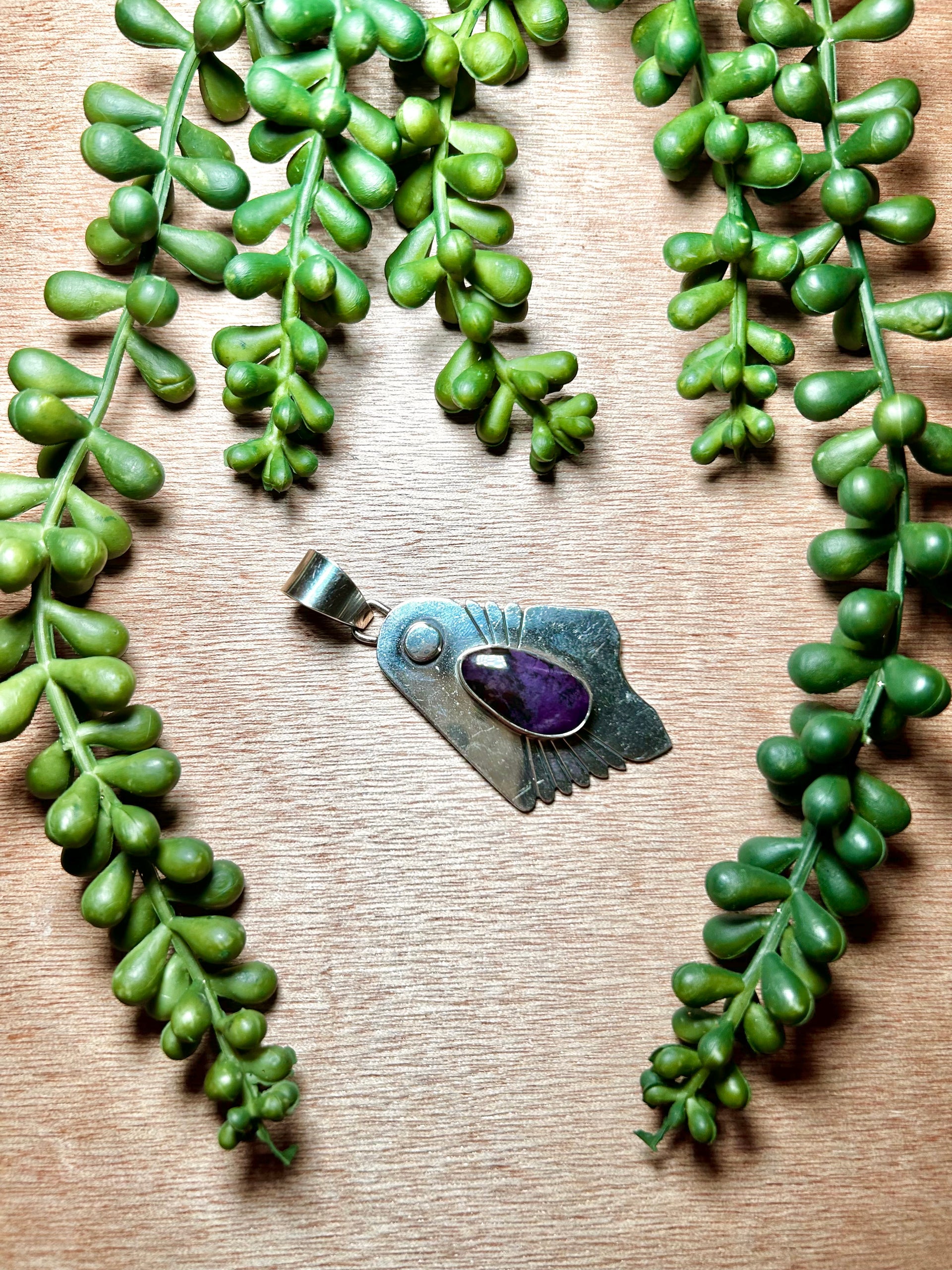 Navajo Made Sngilite  & Sterling Silver Pendant