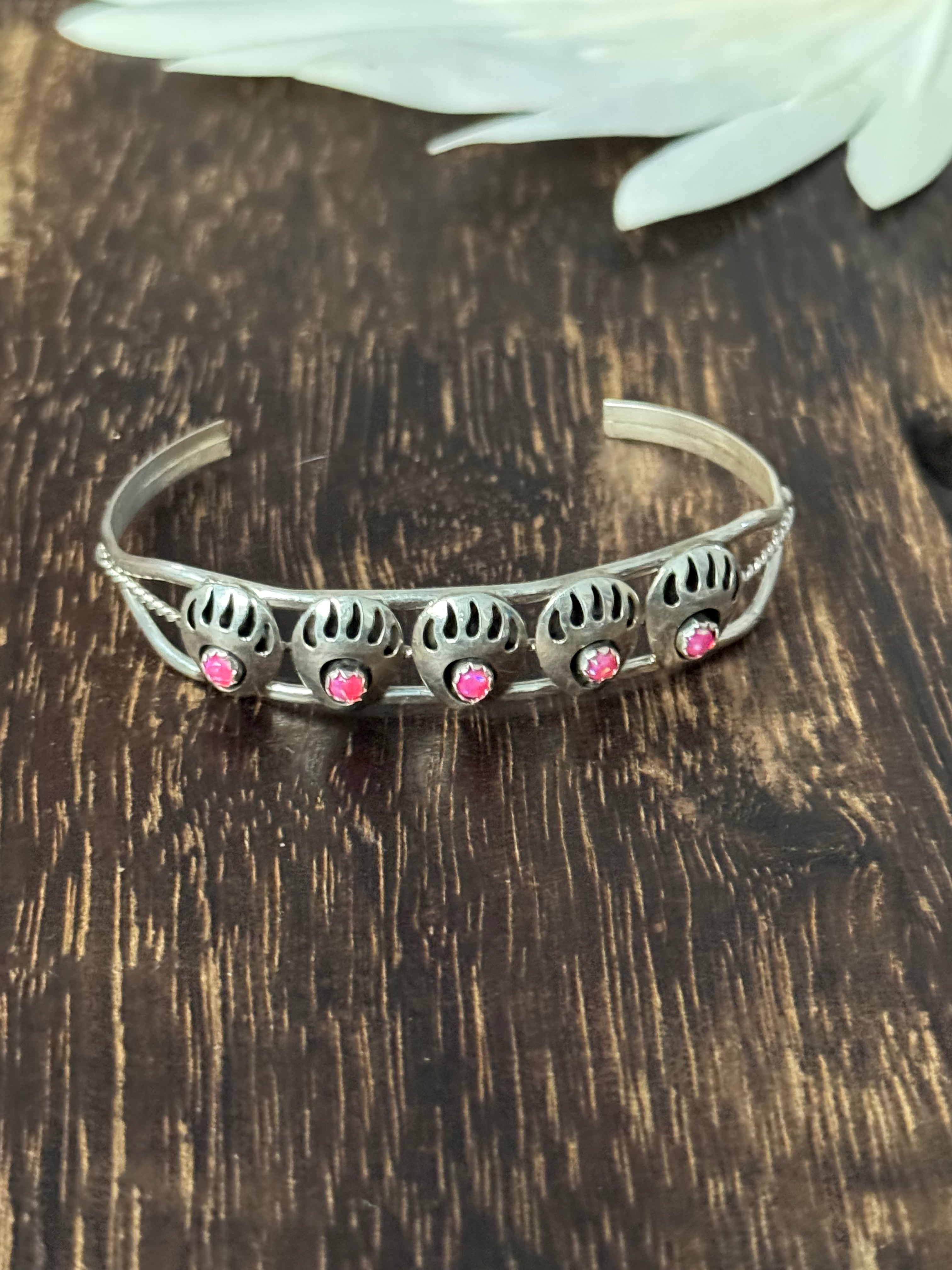 Navajo Made Sterling Silver Bear Claw Cuff Bracelet