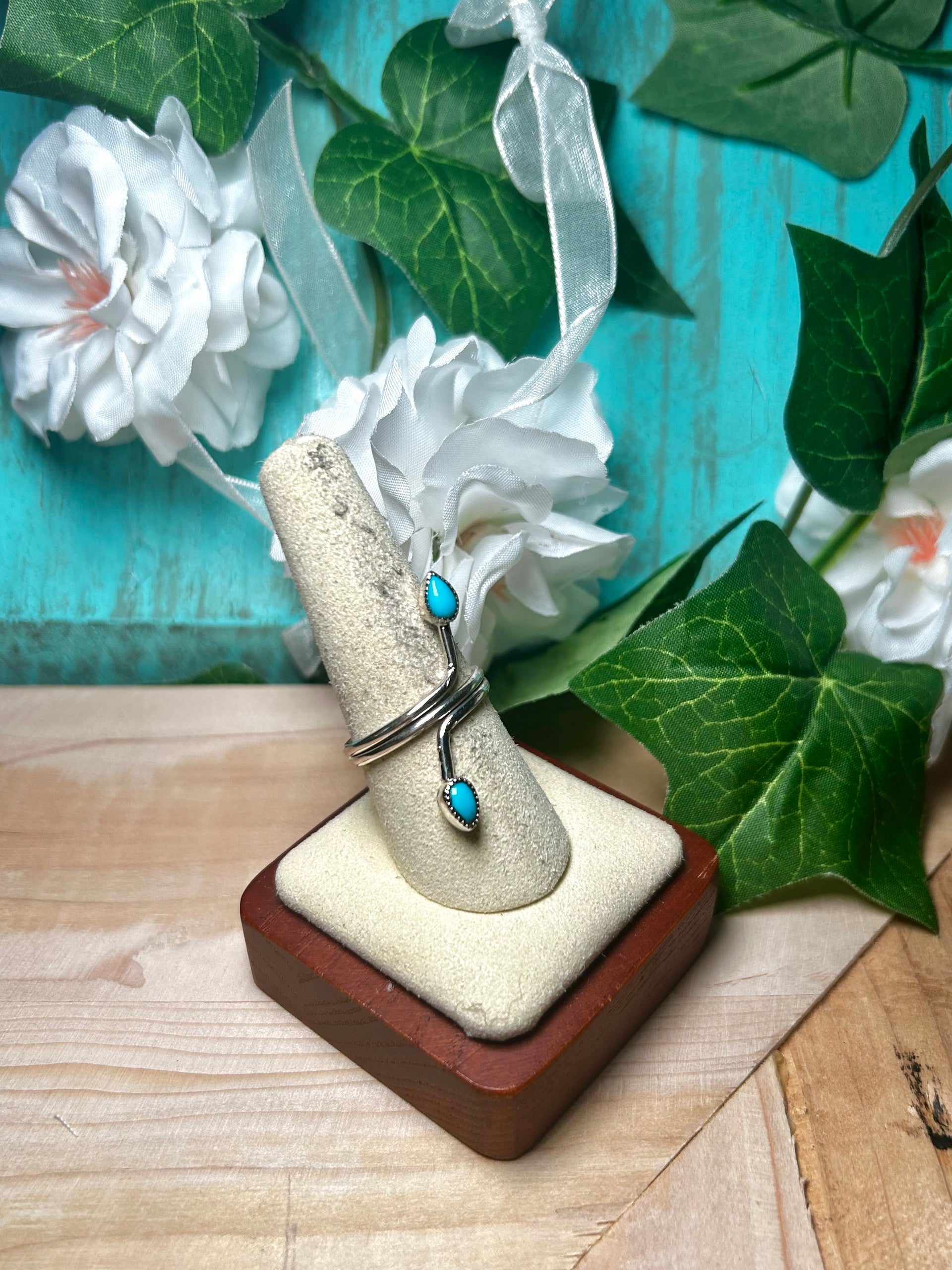 Navajo Made Sleeping Beauty Turquoise & Sterling Silver Ring