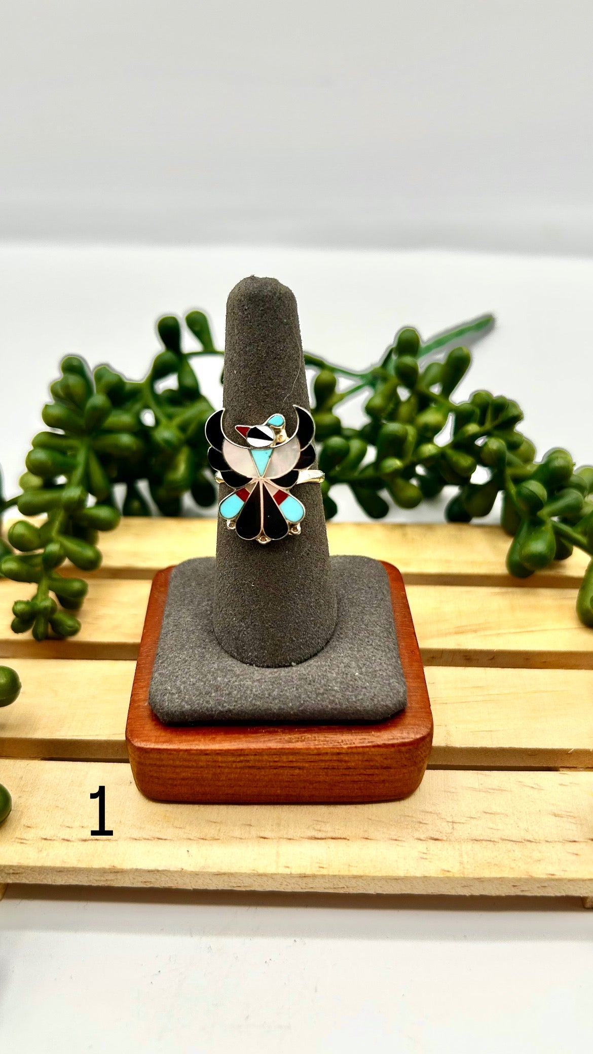 Zuni Made Multi Stone Sterling Silver Ring