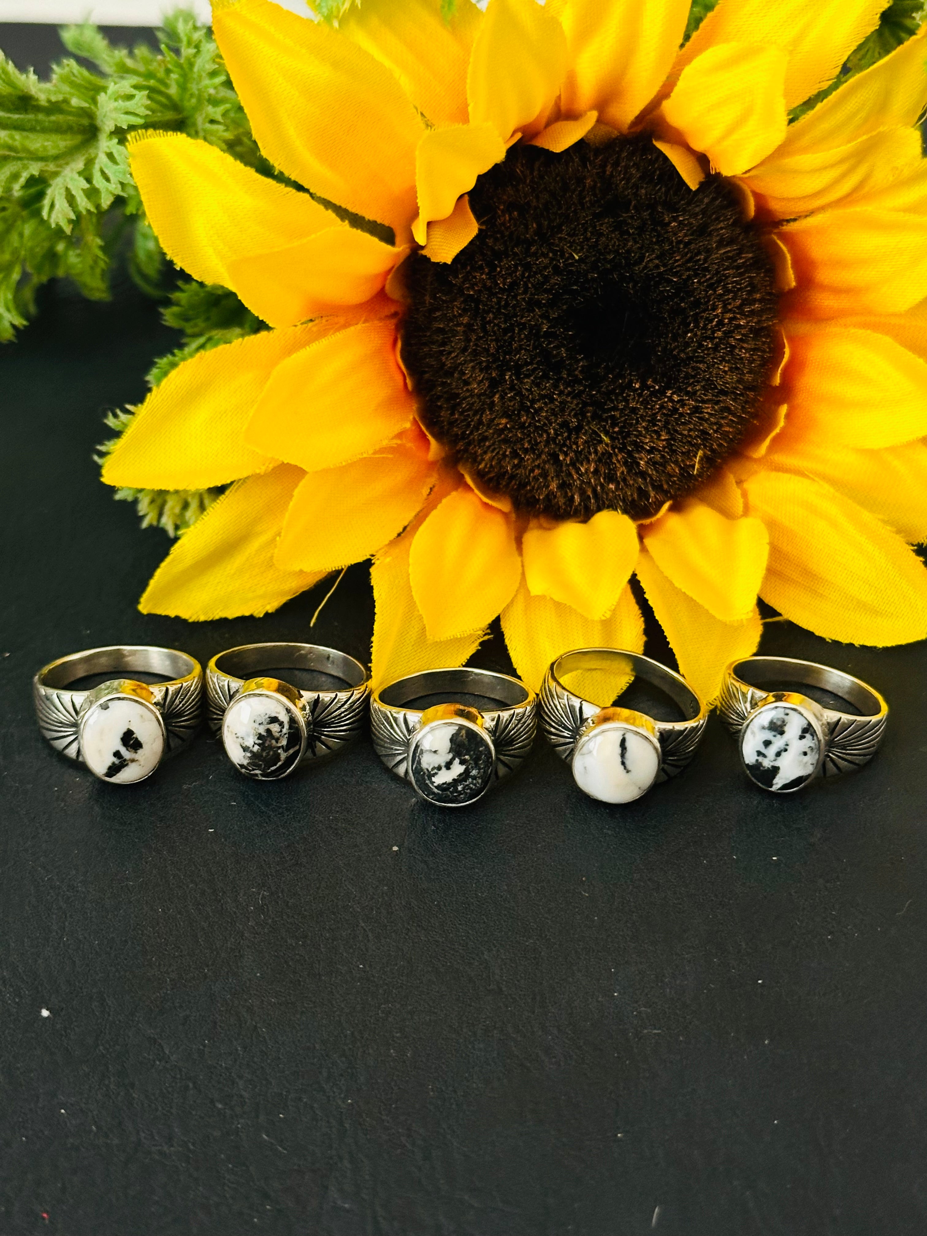 Navajo Made White Buffalo & Sterling Silver Ring