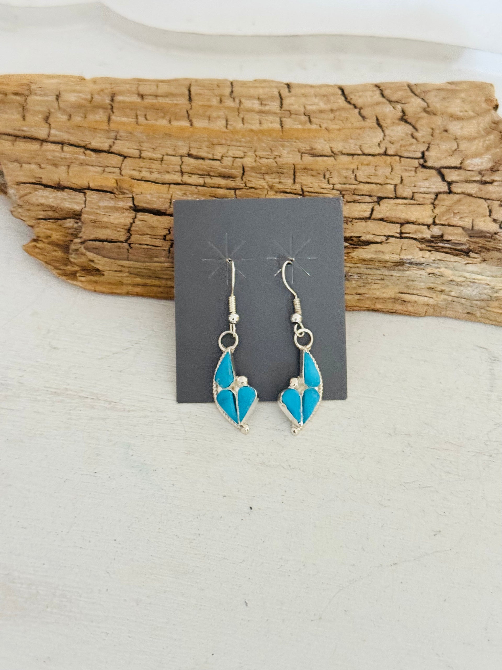 Navajo Made Turquoise & Sterling Silver Dangle Earrings