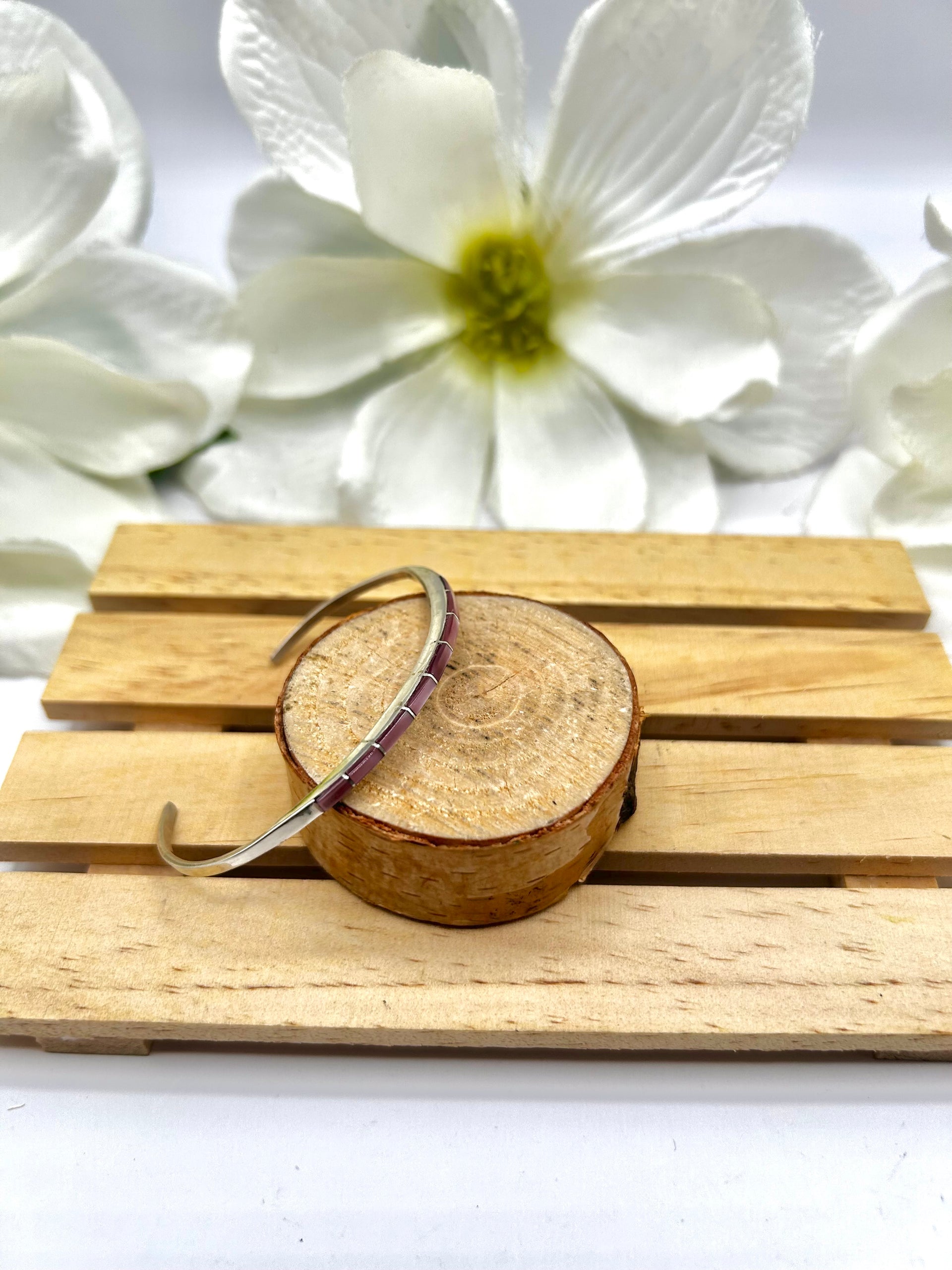 Zuni Made Mother of Pearl & Sterling Silver Cuff Bracelet
