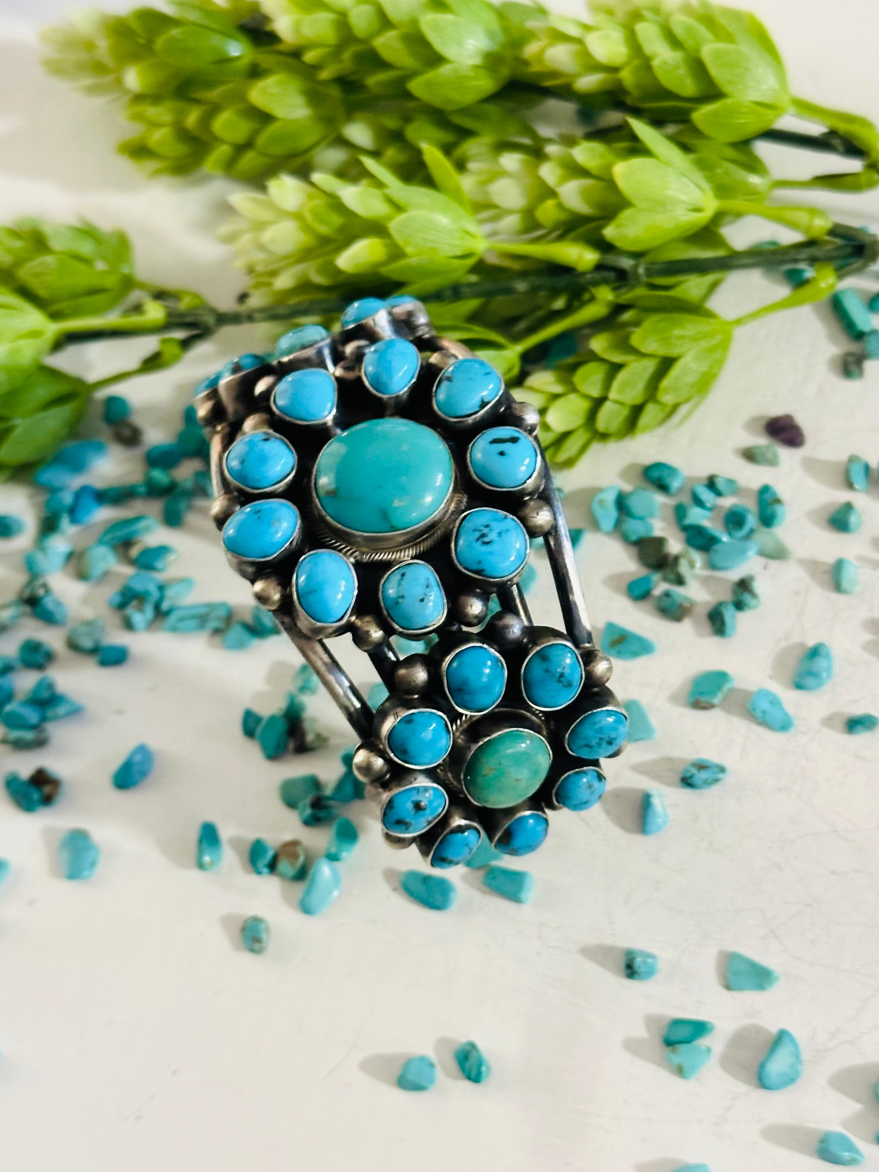 Kathleen Livingston Multi Turquoise & Sterling Silver Cuff Bracelet