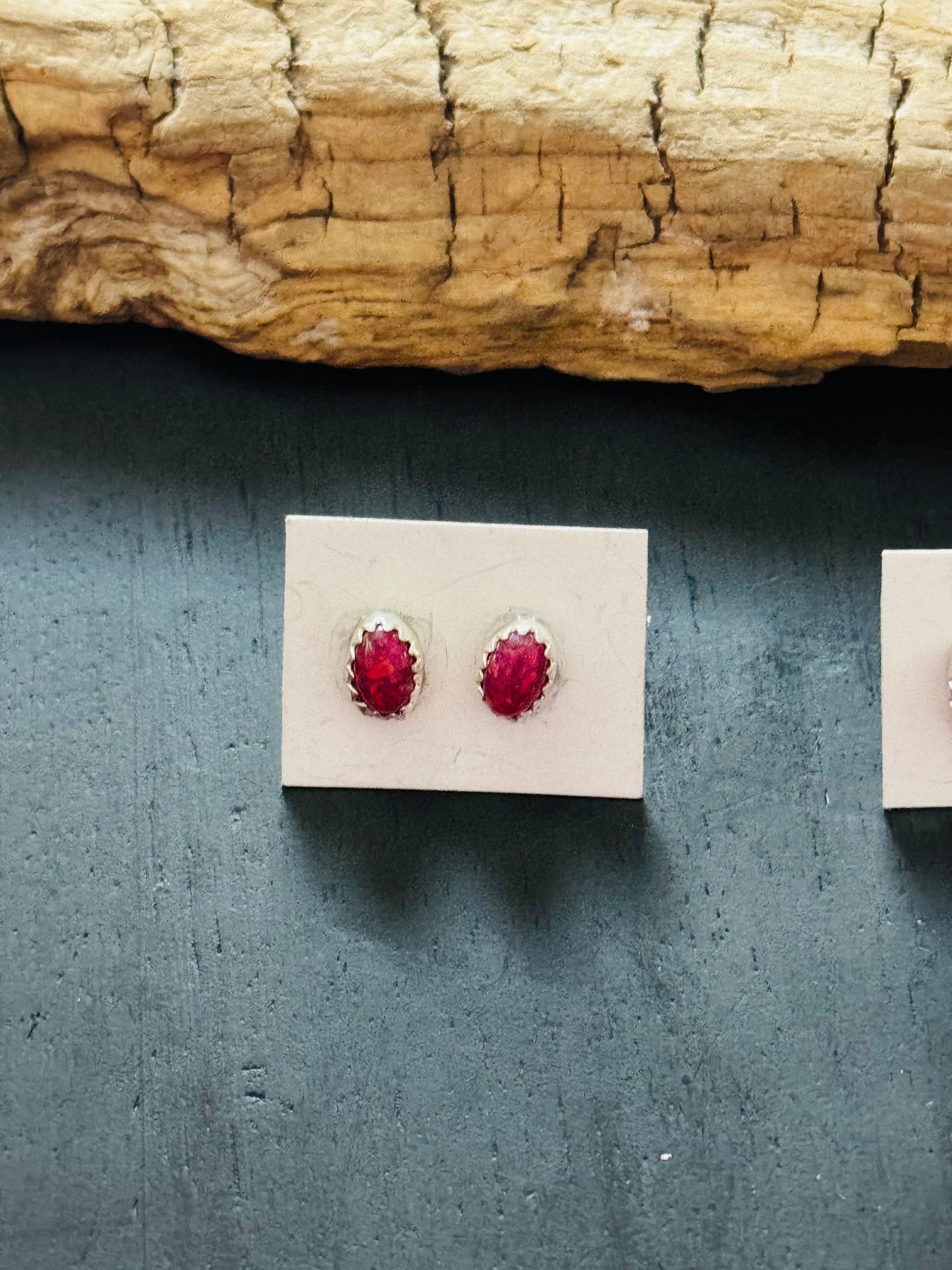 Navajo Made Opal & Sterling Silver Post Earrings