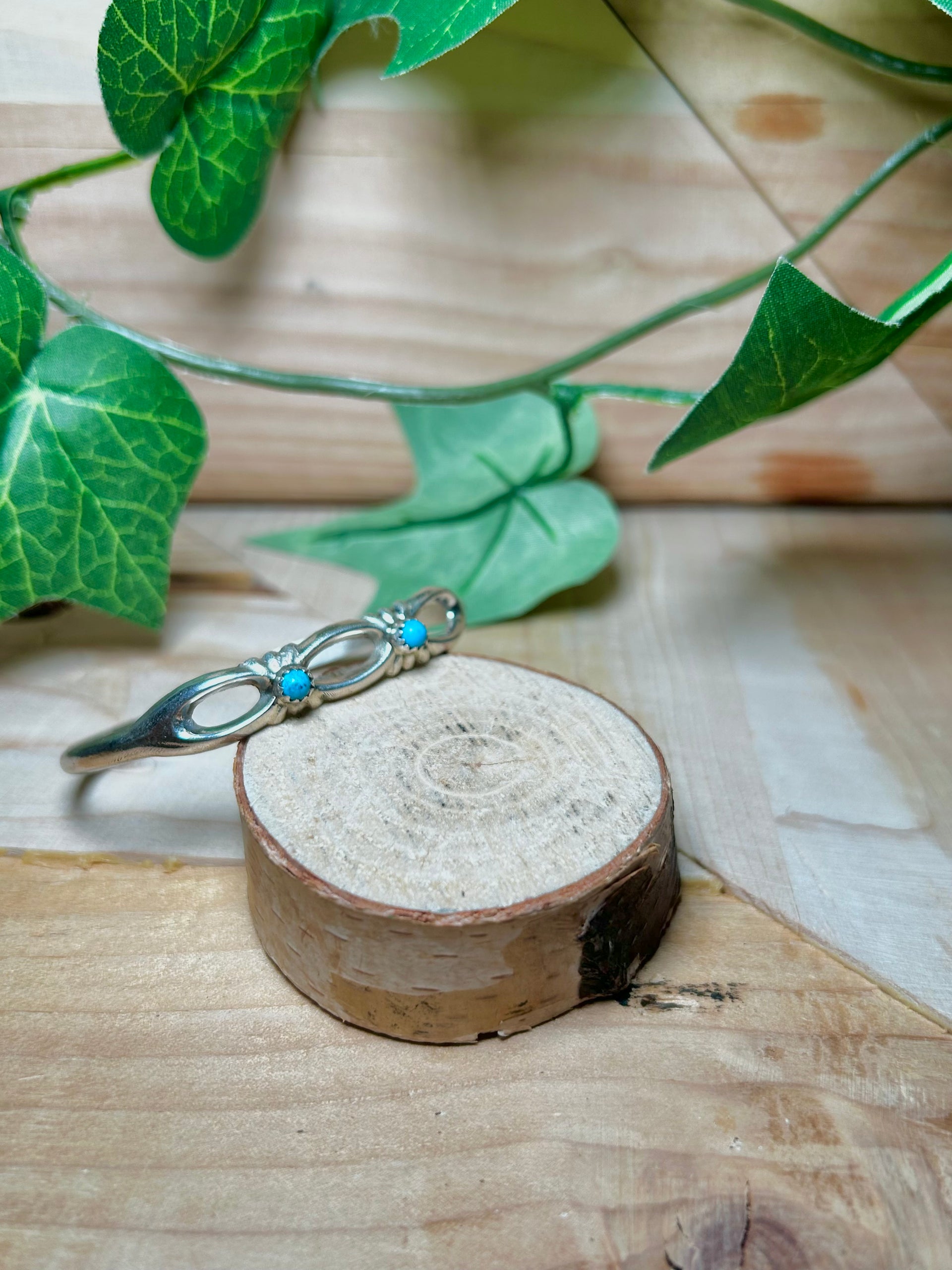 Navajo Made Kingman Turquoise & Sterling Silver Cuff Bracelet