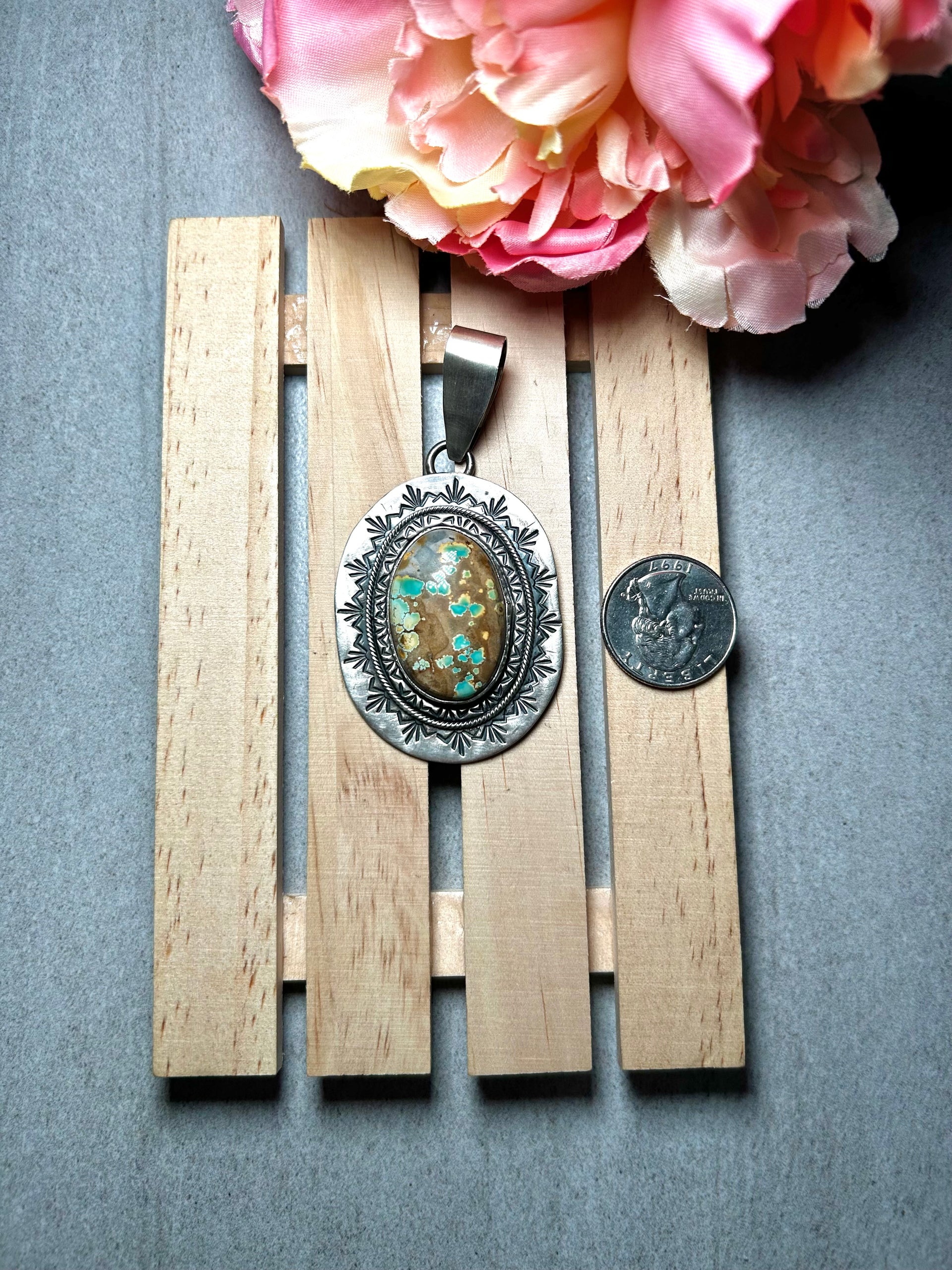 Navajo Made Royston Turquoise & Sterling Silver Pendant