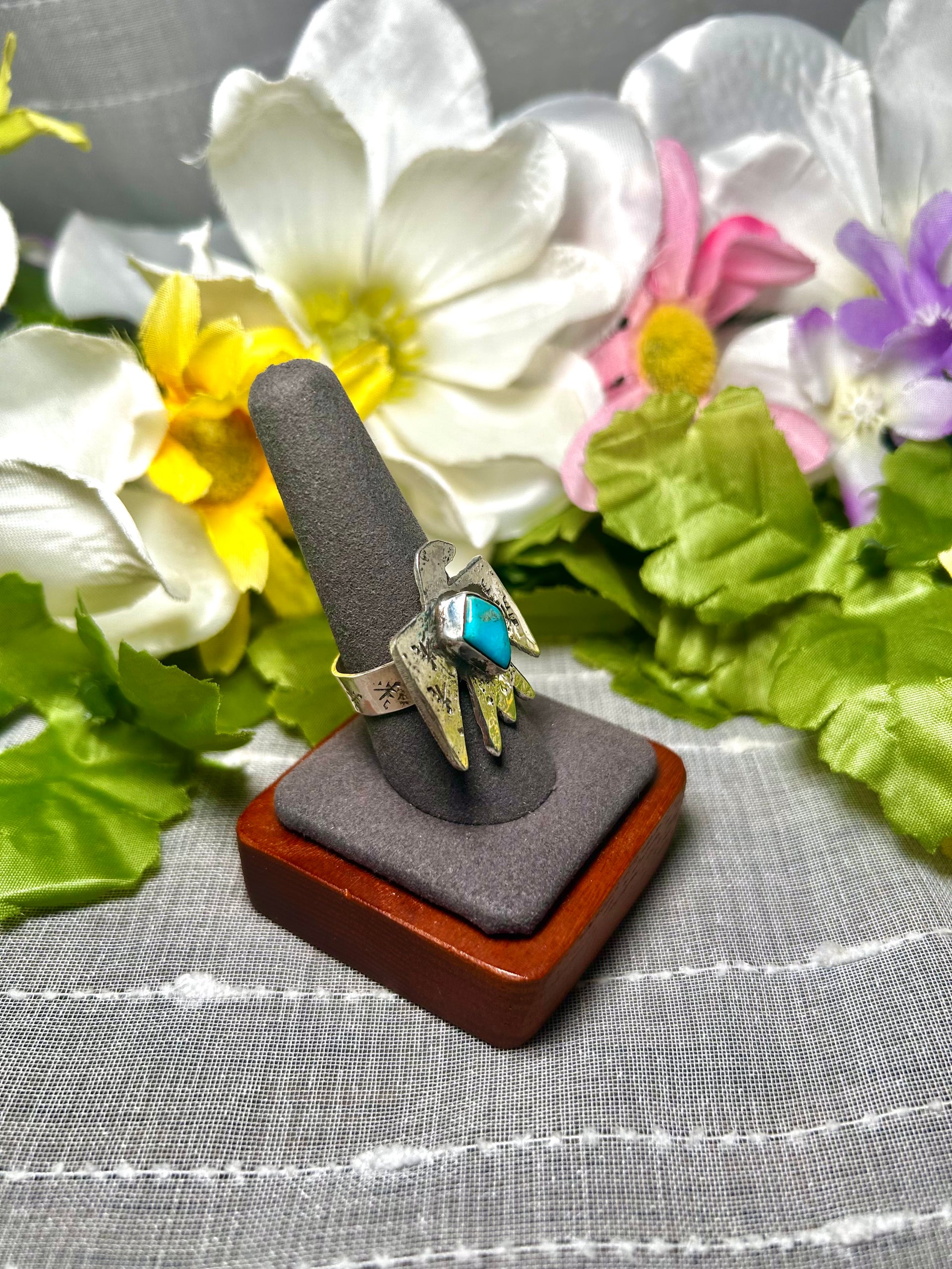 Jude Candelaria Kingman Turquoise & Sterling Silver Adjustable Ring