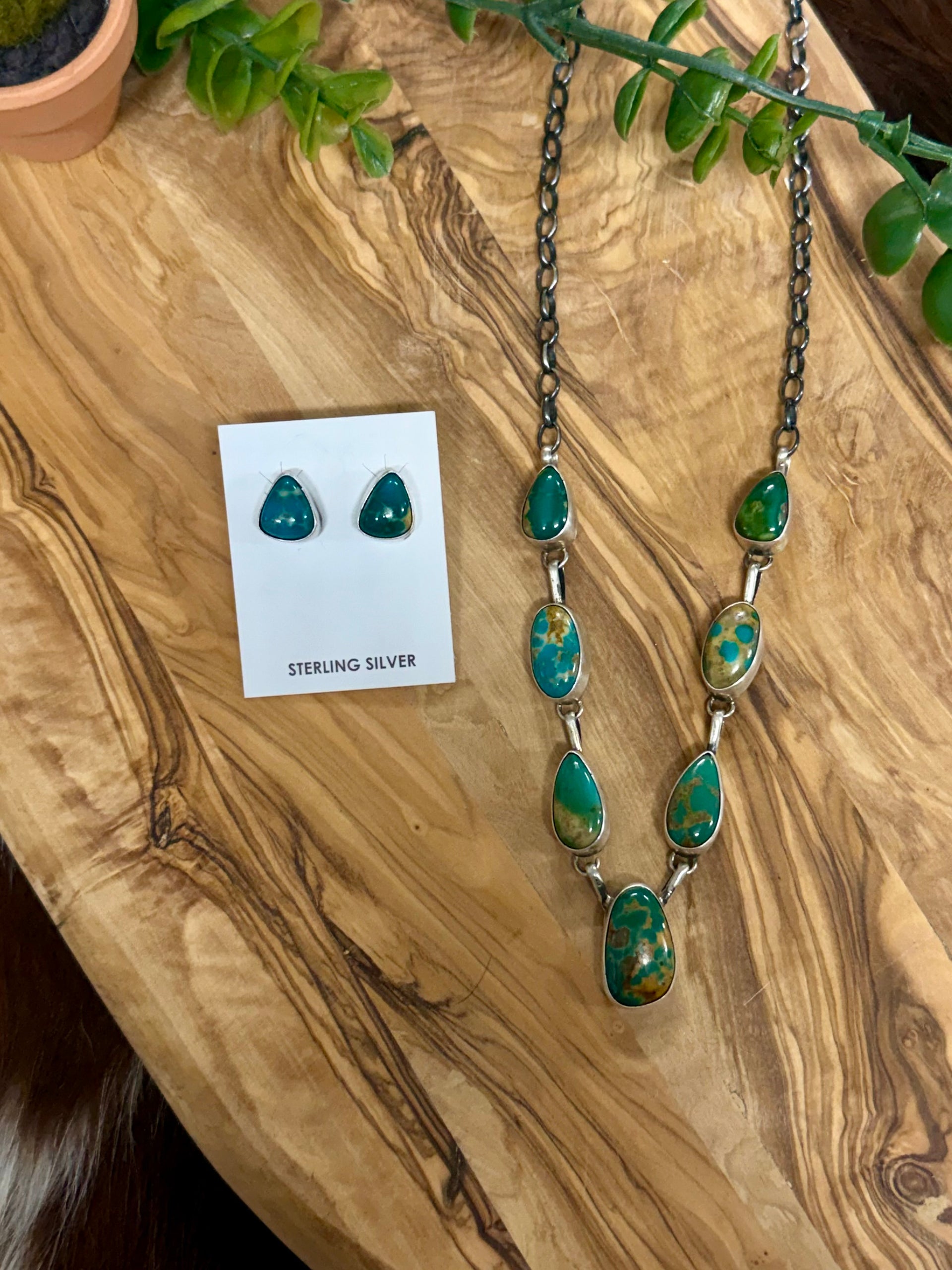 Augustine Largo Fox Turquoise & Sterling Silver Necklace Set