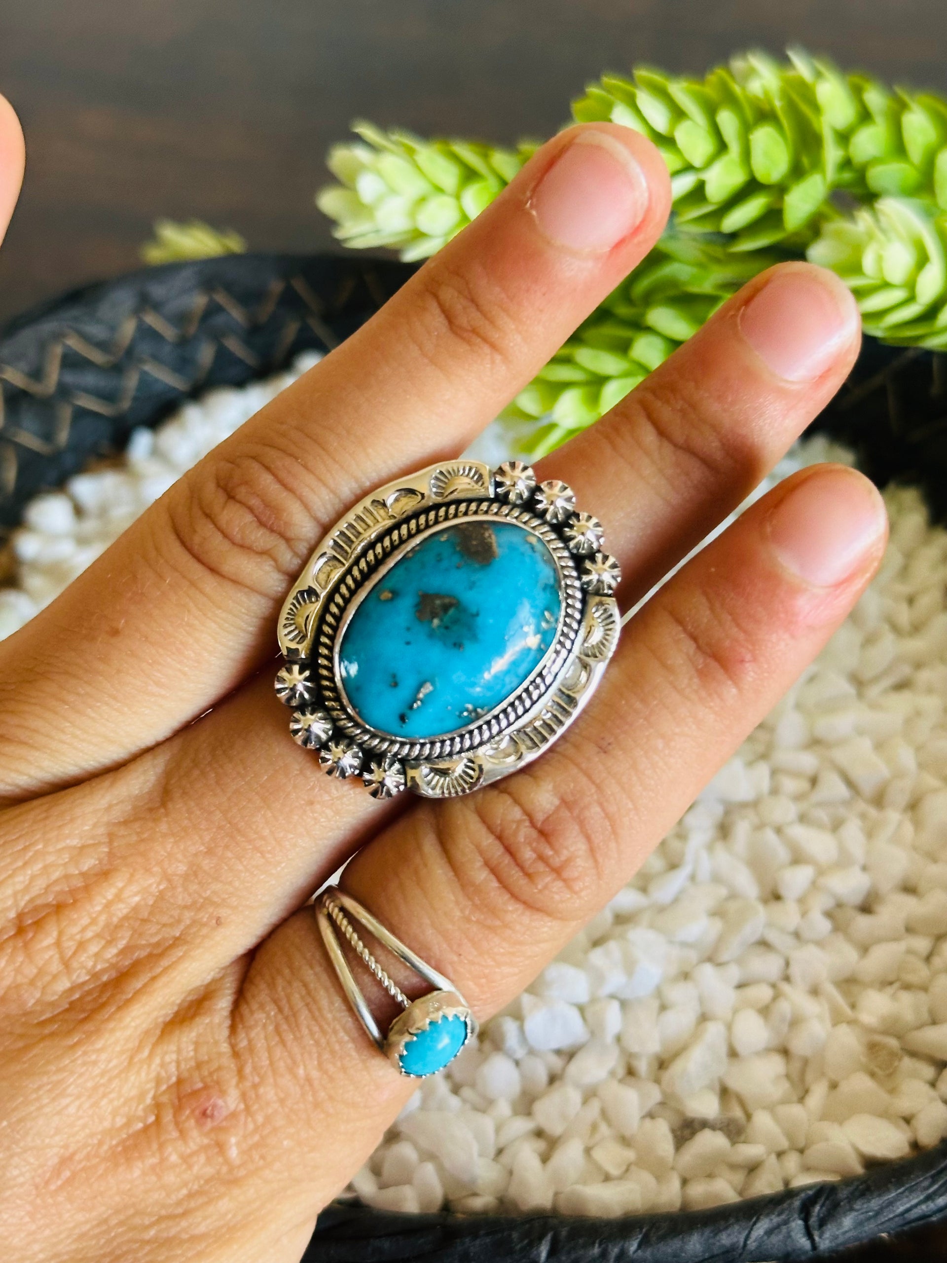 TTD Blue Ridge Turquoise & Sterling Silver Adjustable Ring
