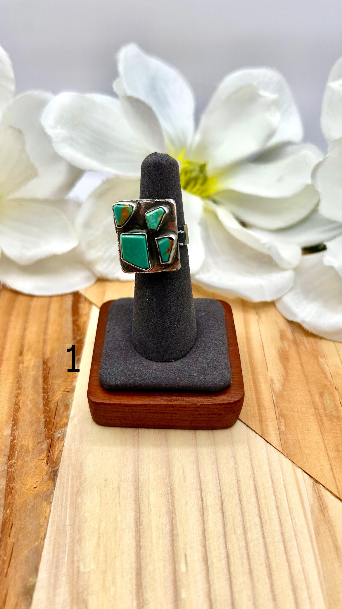 Jude Candelaria Kingman Turquoise & Sterling Silver Adjustable Ring