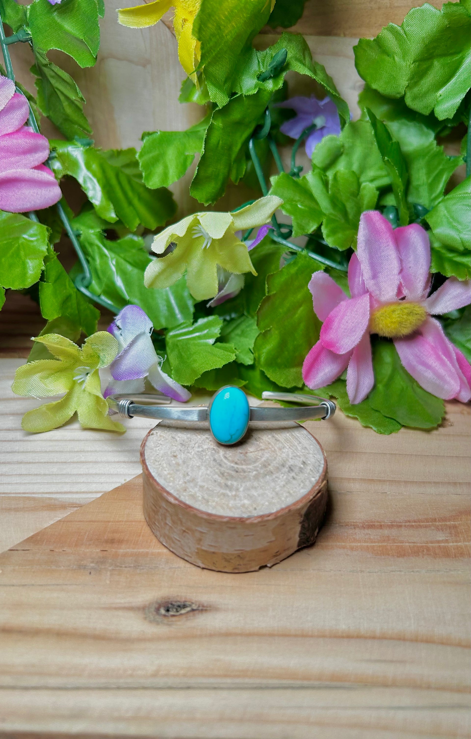 Navajo Made Kingman Turquoise & Sterling Silver Cuff Bracelet