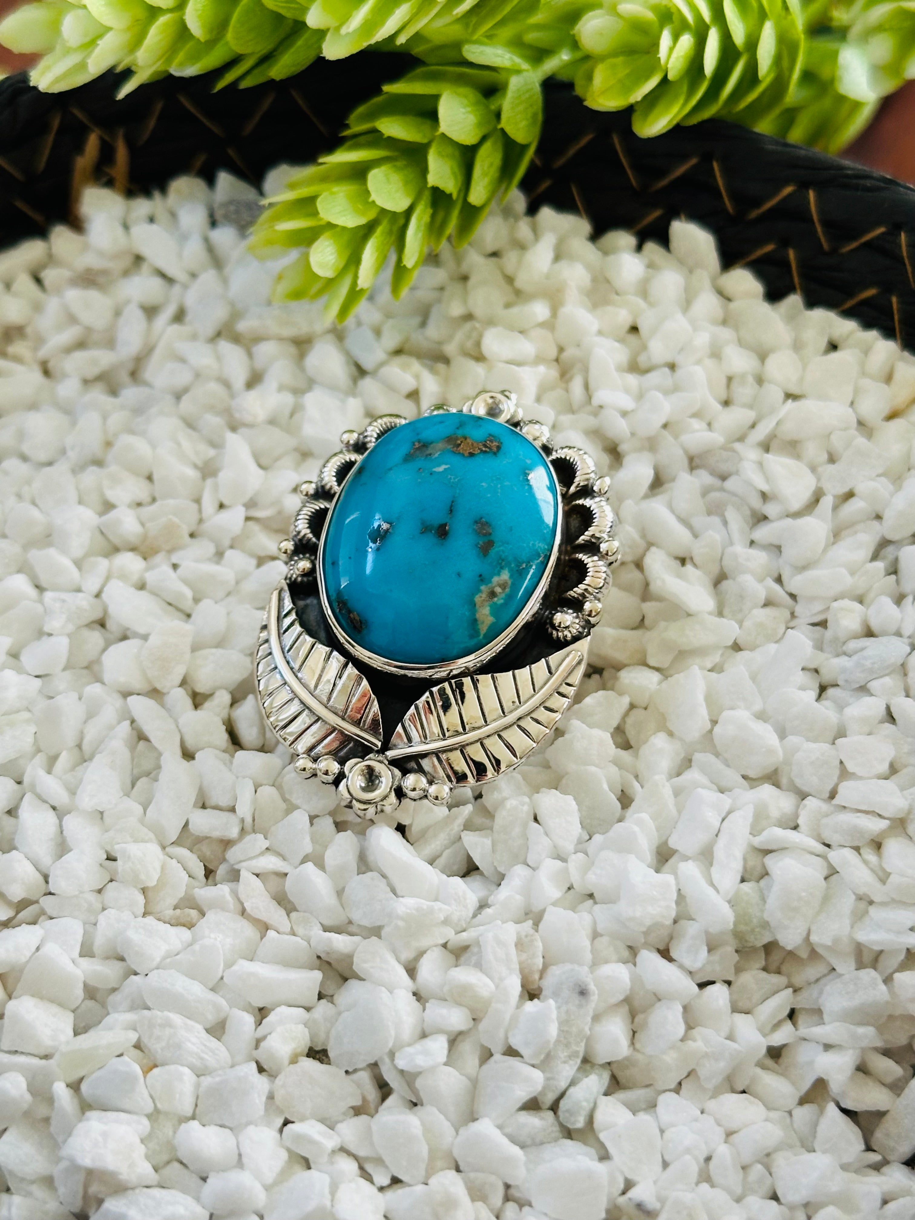 TTD “Retro” Kingman Turquoise & Sterling Silver Adjustable Ring