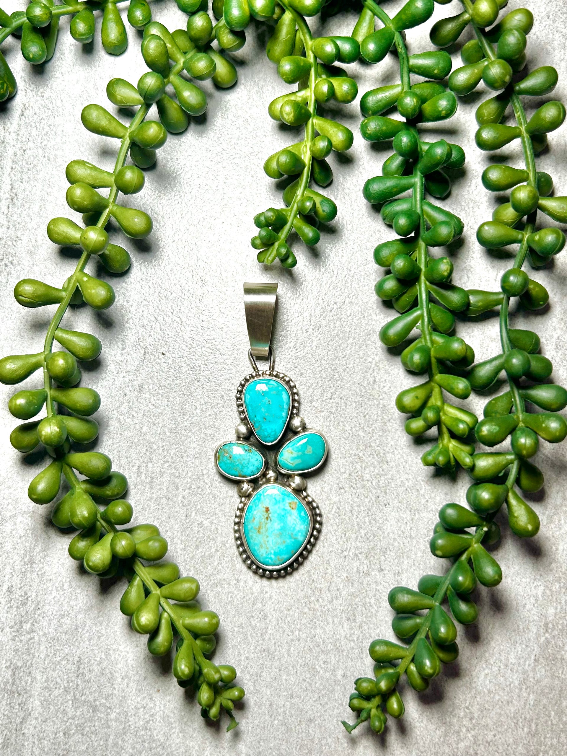 Sheila Becenti Kingman Turquoise & Sterling Silver Pendant
