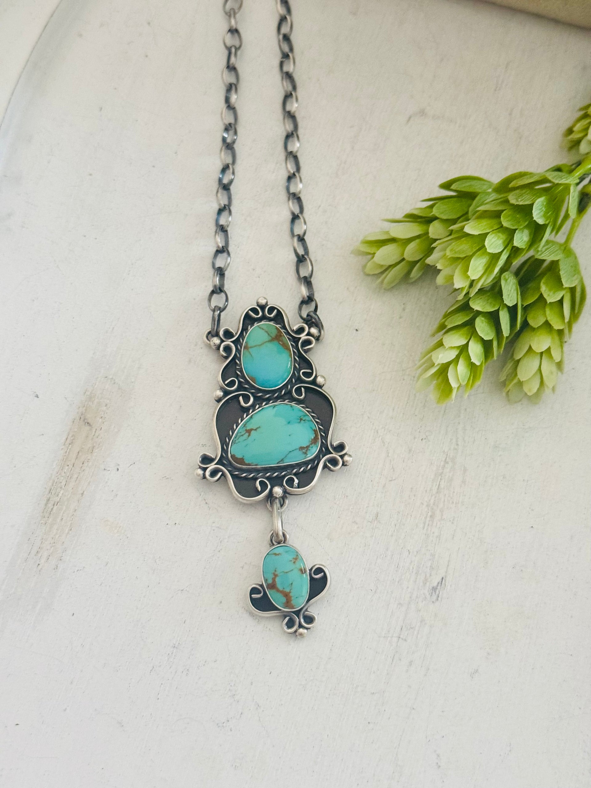 Larry Kaye Kingman Turquoise & Sterling Silver Necklace