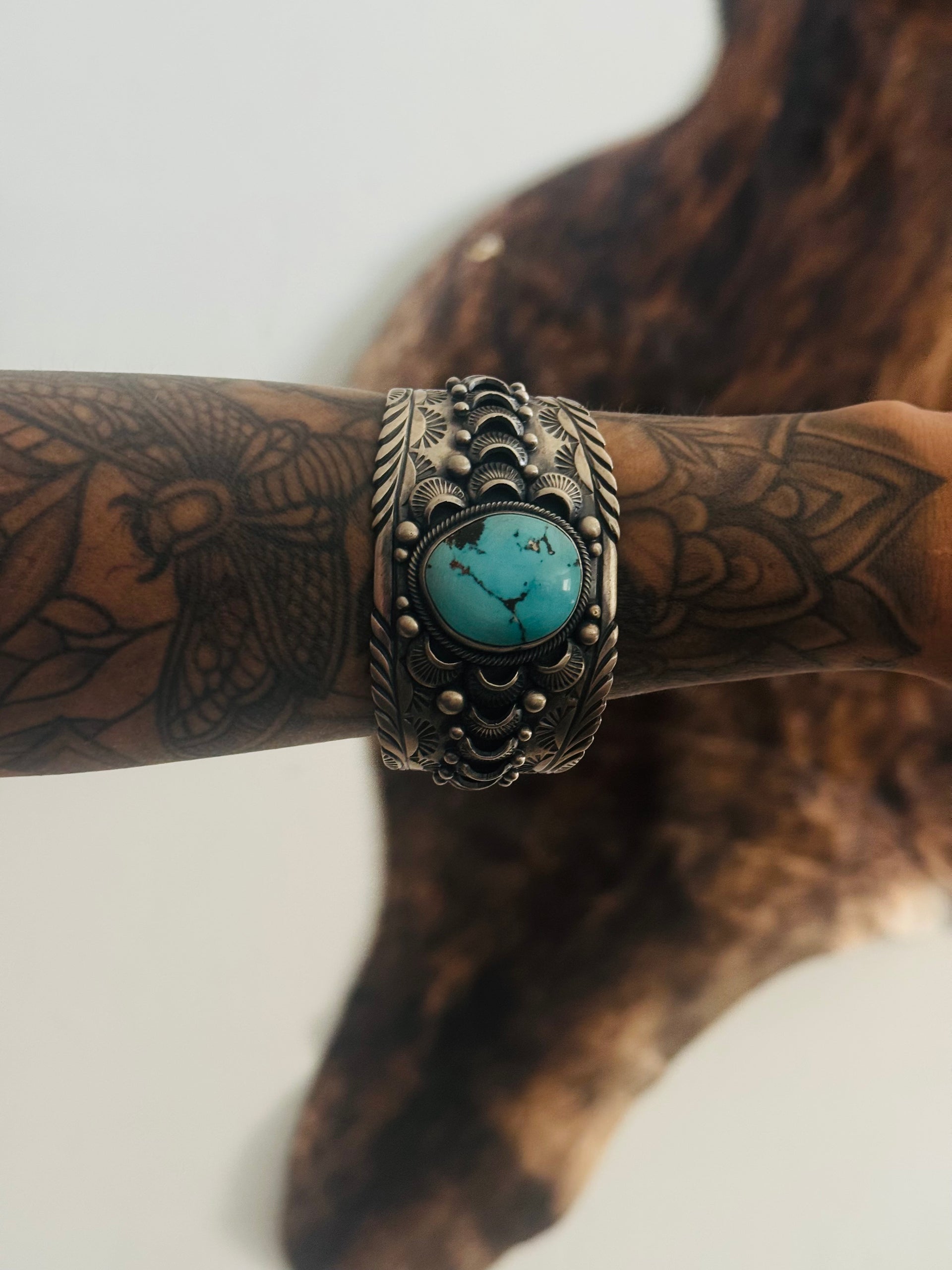 Mark Yazzie Blue Ridge Turquoise & Sterling Silver Cuff Bracelet