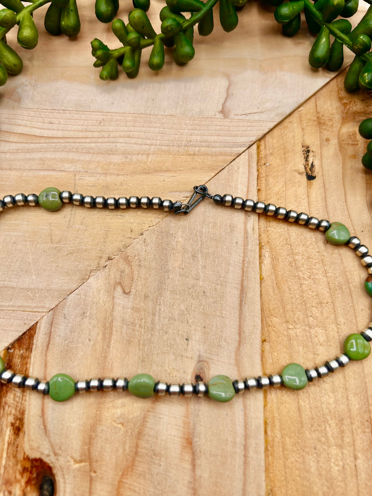 Navajo Made Strung Kingman Turquoise & Sterling Silver Necklace