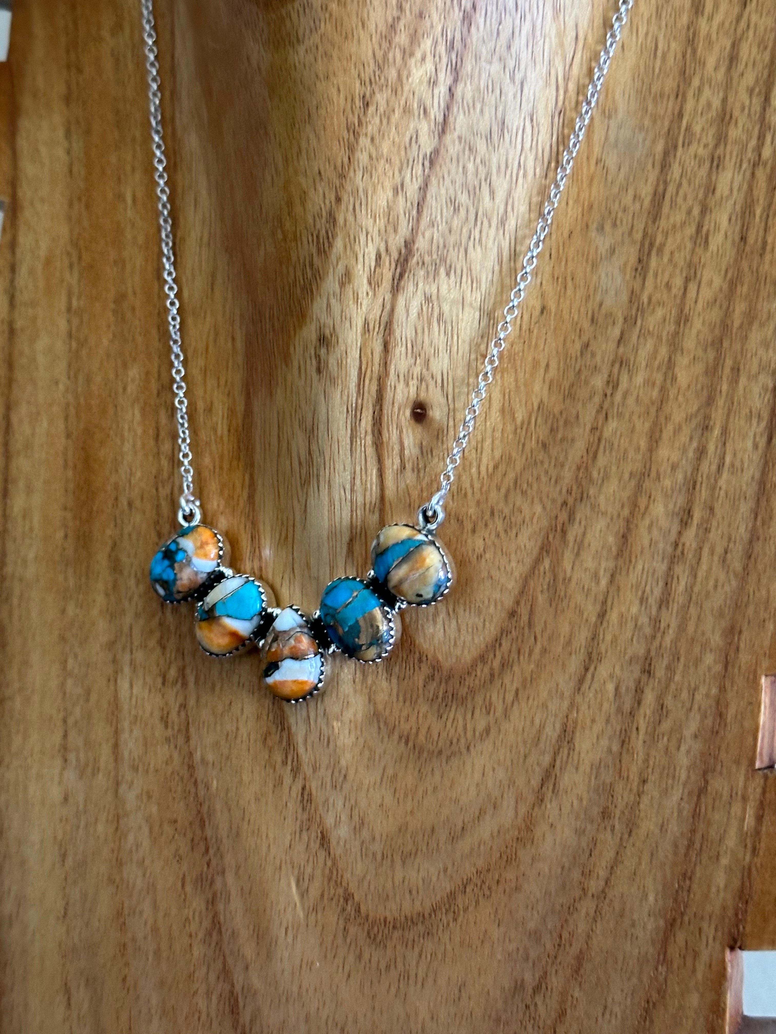 Southwest Made Mohave Turquoise & Sterling Silver Necklace