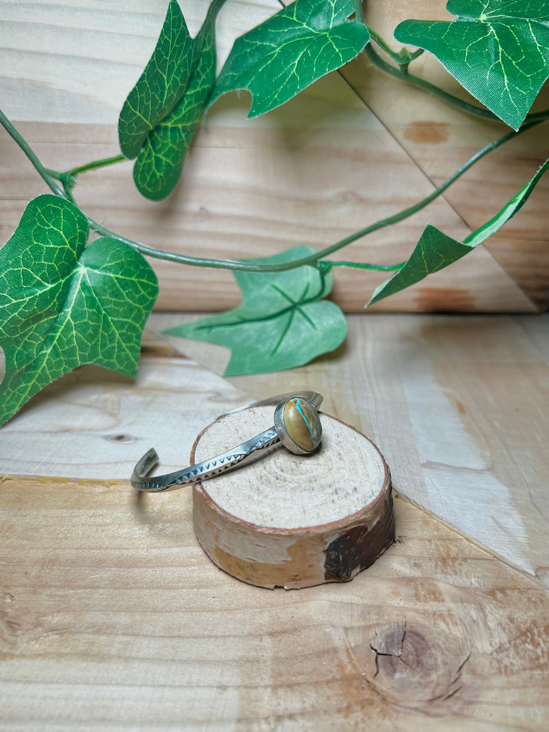 Navajo Made Boulder Turquoise & Sterling Silver Cuff Bracelet