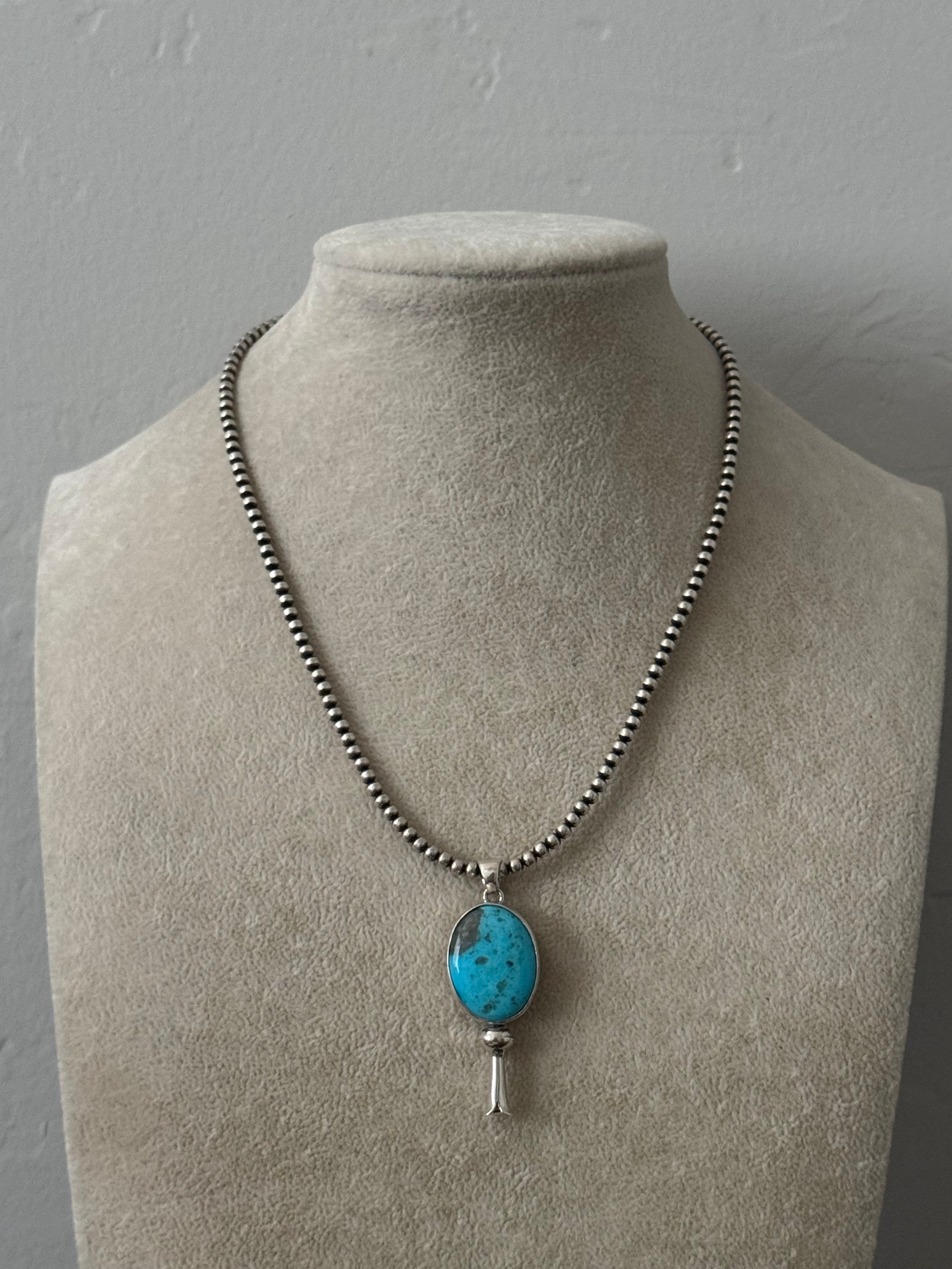 Peggy Skeets Kingman Turquoise & Sterling Silver Pendant