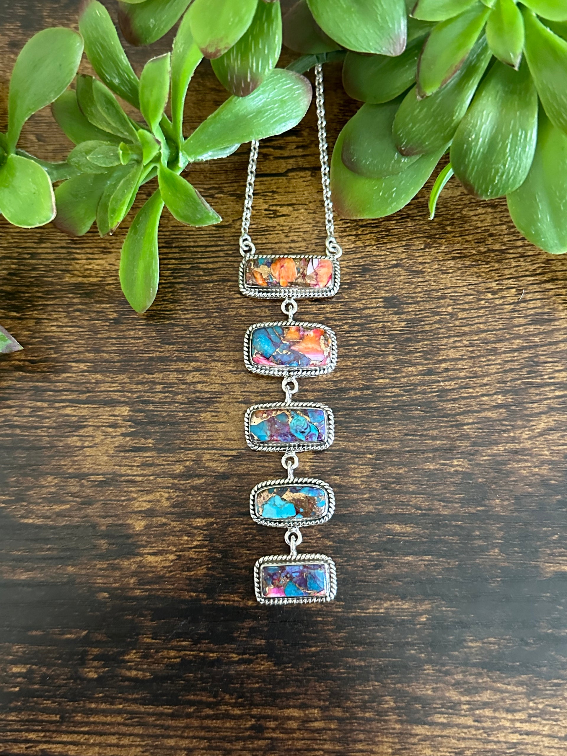 Southwest Made Mohave Turquoise & Sterling Silver Necklace