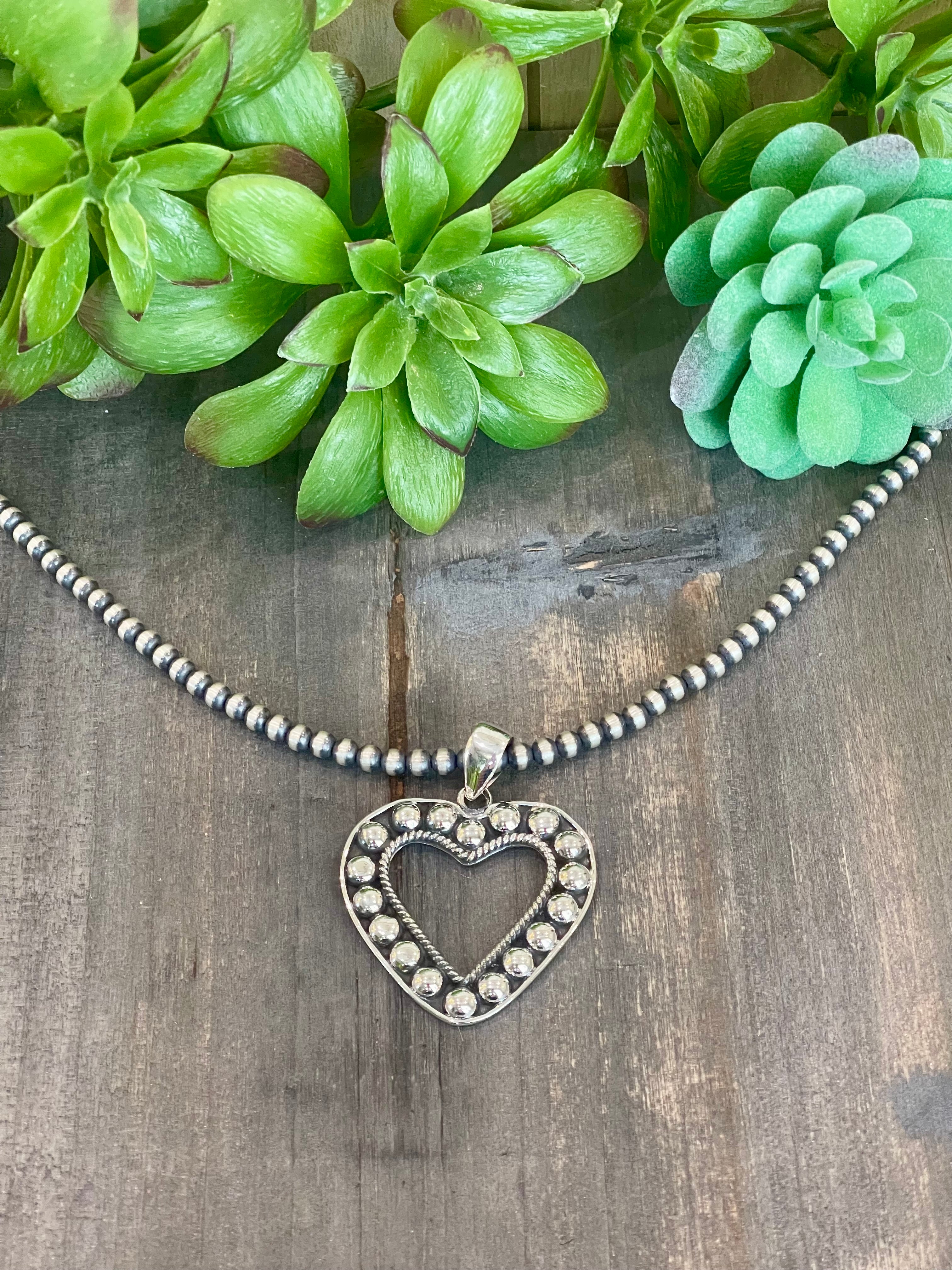 Southwest Handmade Sterling Silver Heart Pendant