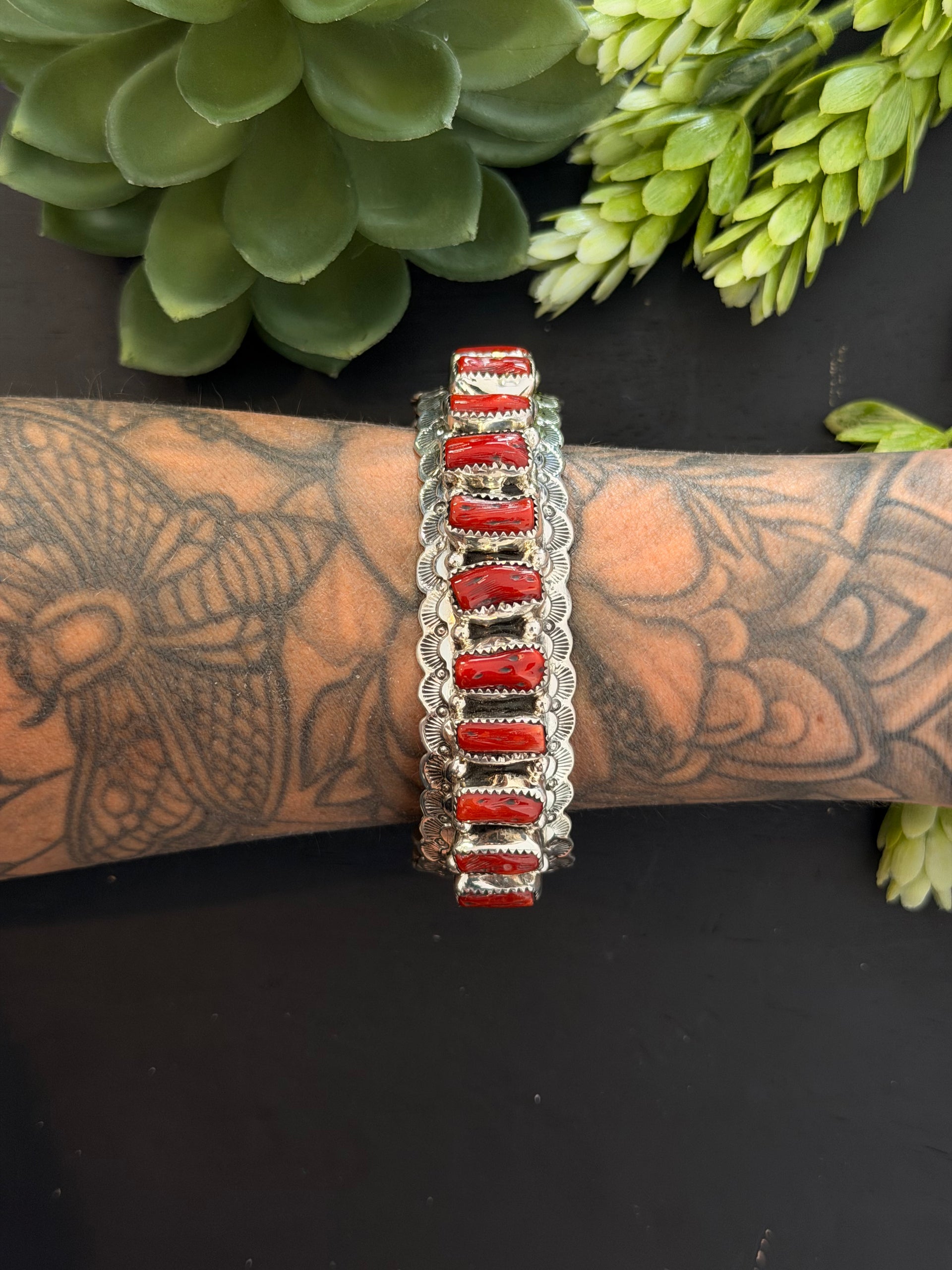 Joe Paul Mediterranean Coral & Sterling Silver Cuff Bracelet