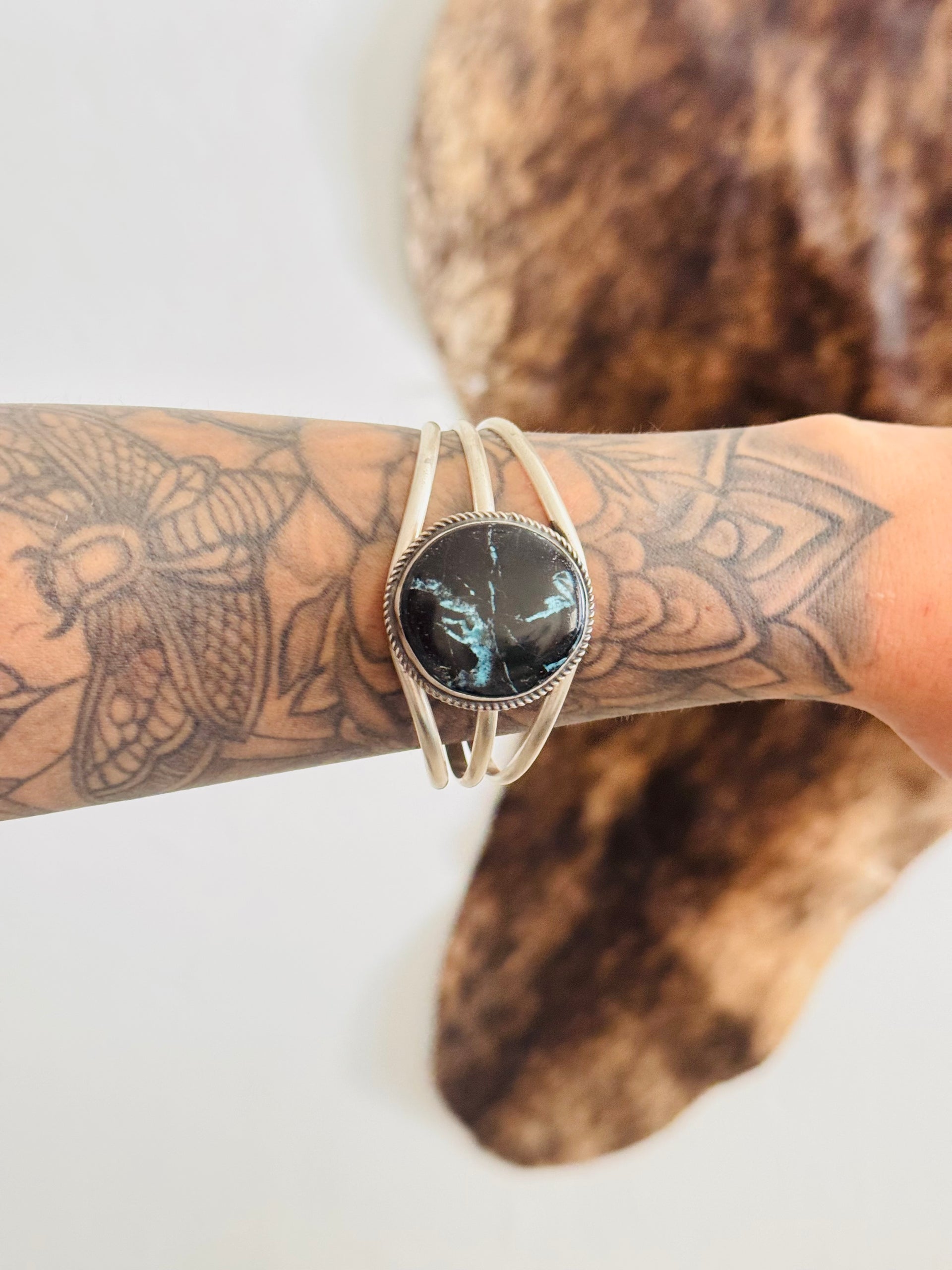 Donovan Nez Blue Moon Turquoise & Sterling Silver Cuff Bracelet