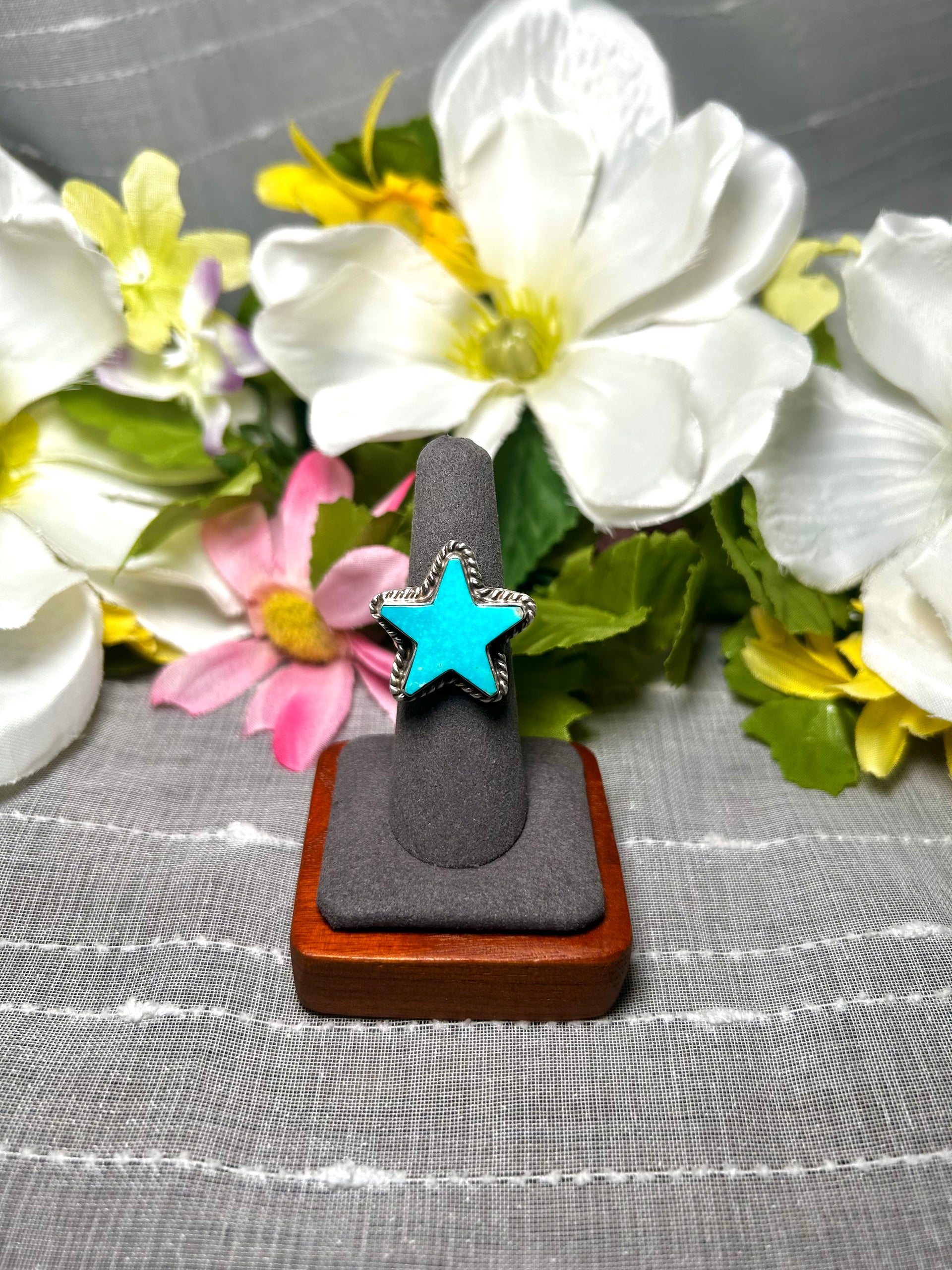 Larson Chee Kingman Turquoise & Sterling Silver Adjustable Ring