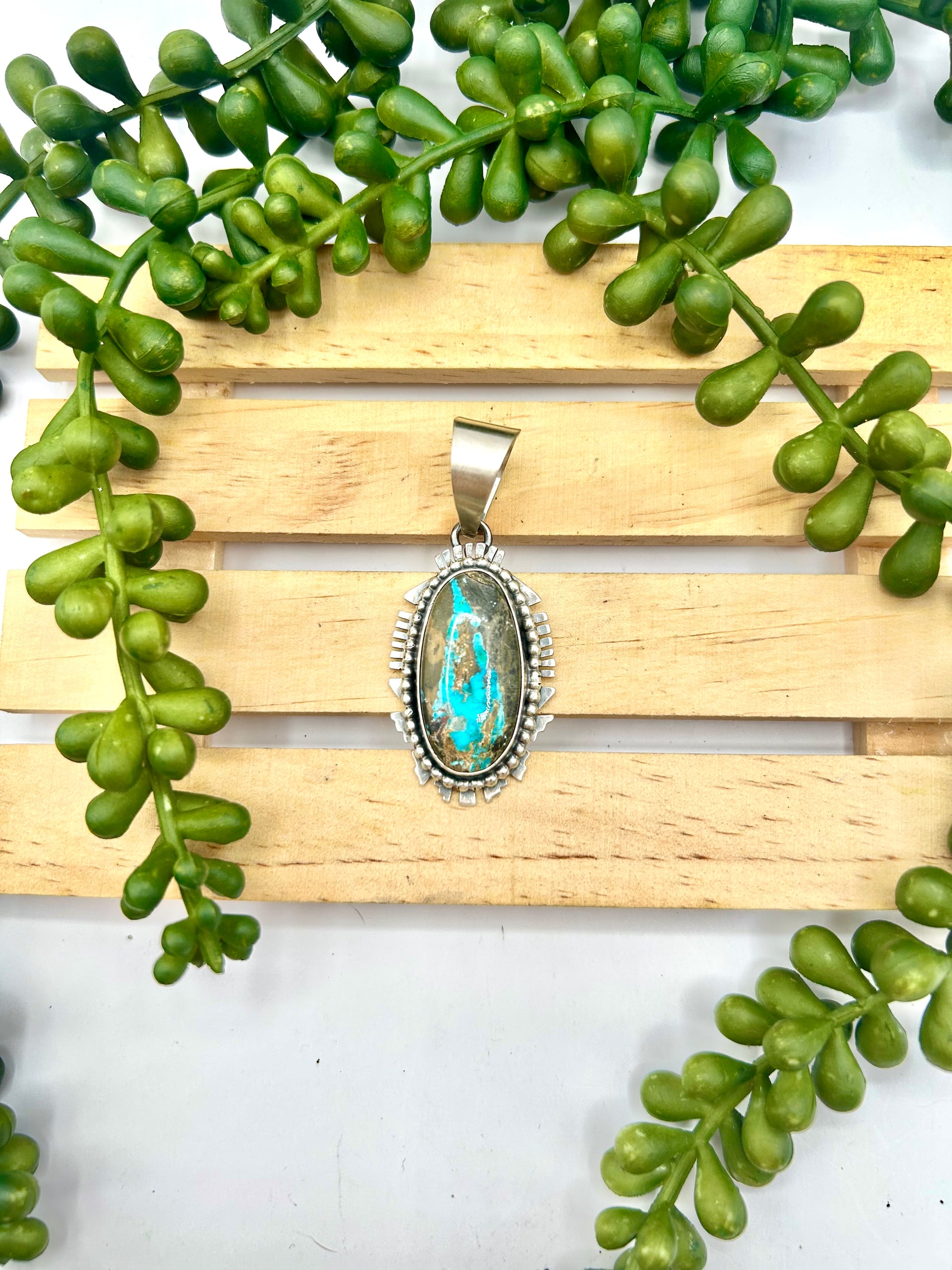 Randy Billy Thunder Mountain Turquoise & Sterling Silver Pendant