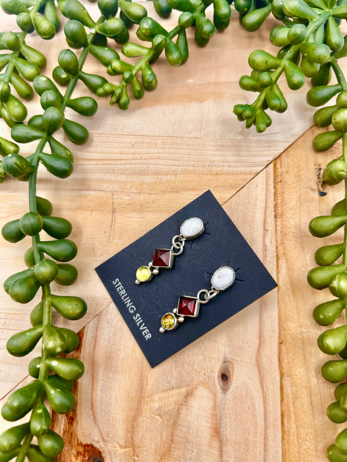 Navajo Made Multi Stone & Sterling Silver Post Earrings