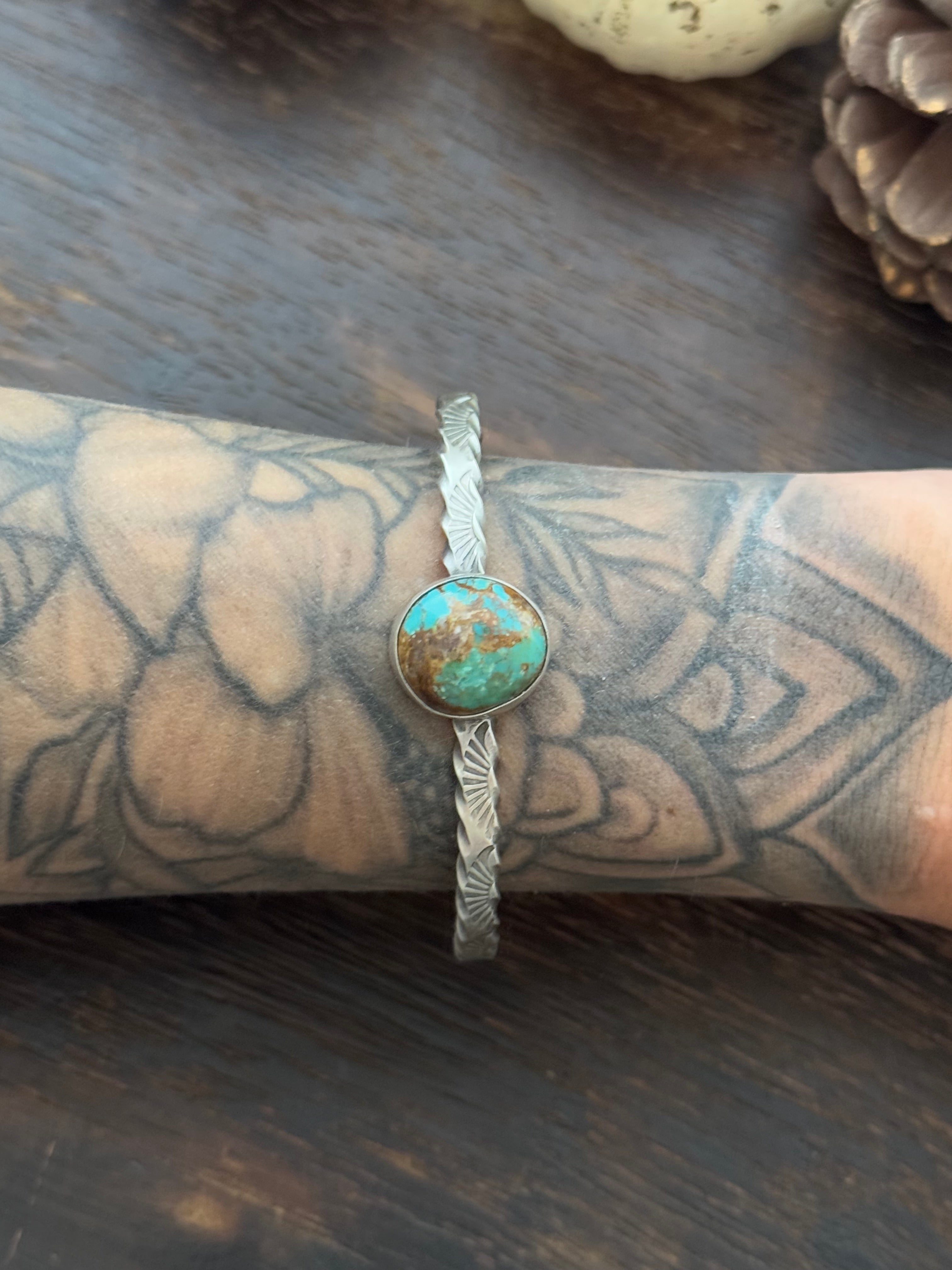 Navajo Made Royston Turquoise & Sterling Silver Cuff Bracelet