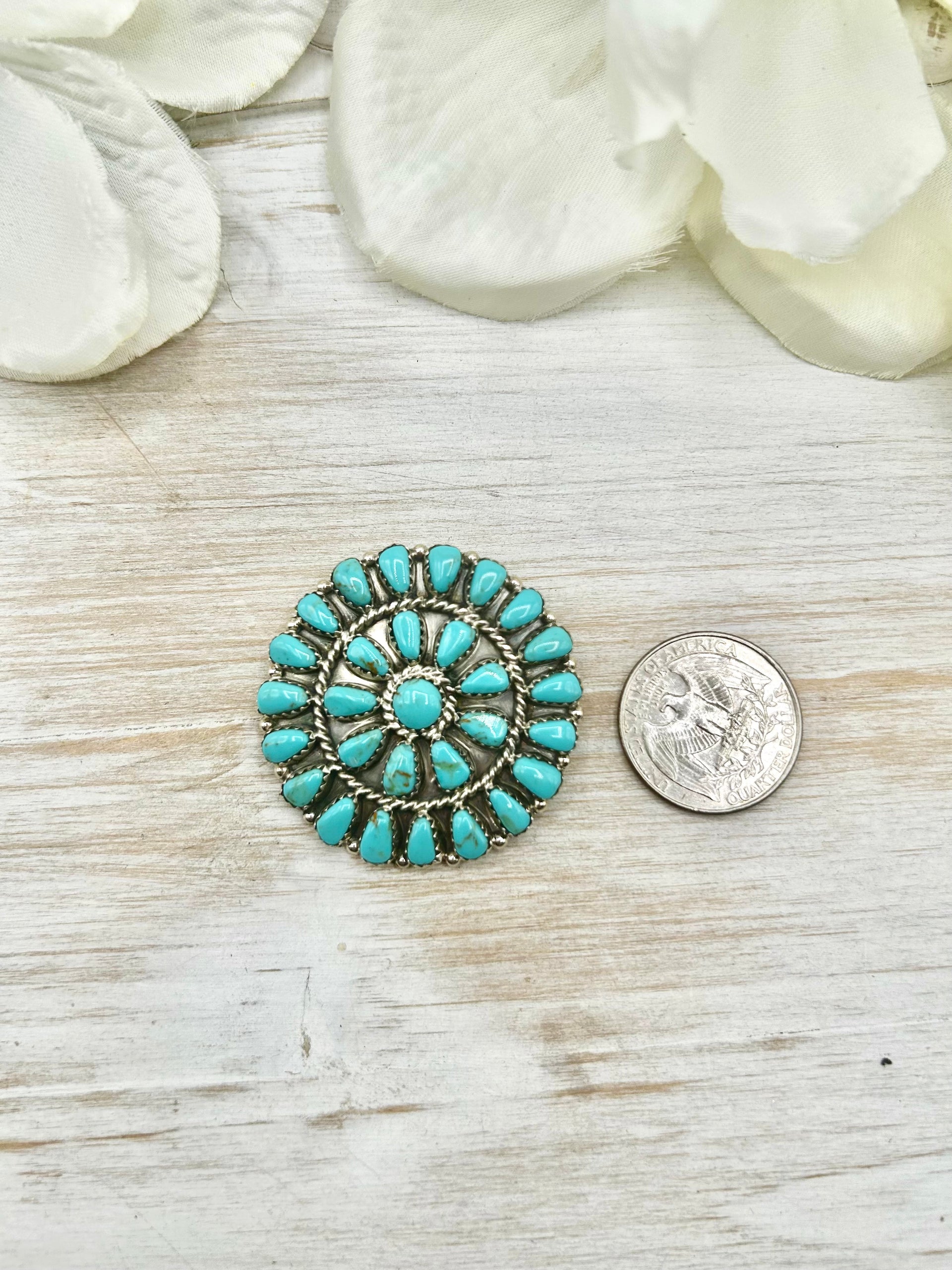 Mary Benally Kingman Turquoise & Sterling Silver Pendant/Pin