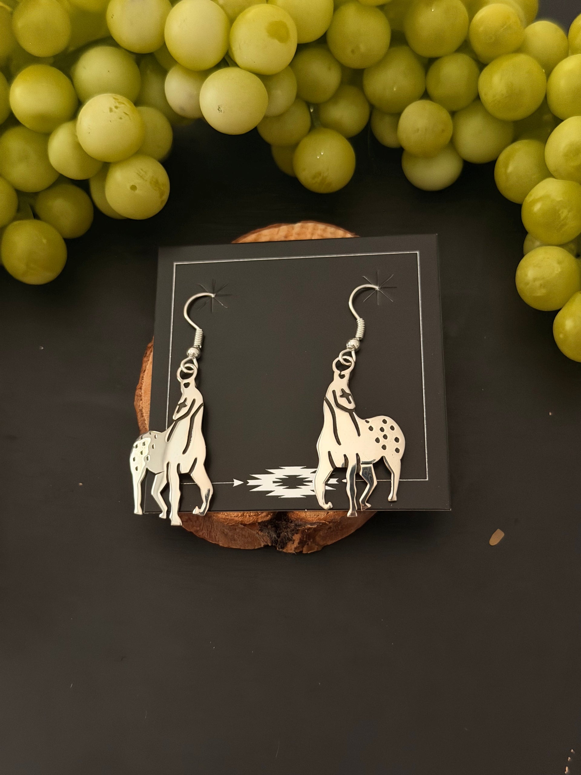 Navajo Made Sterling Silver Horse Dangle Earrings