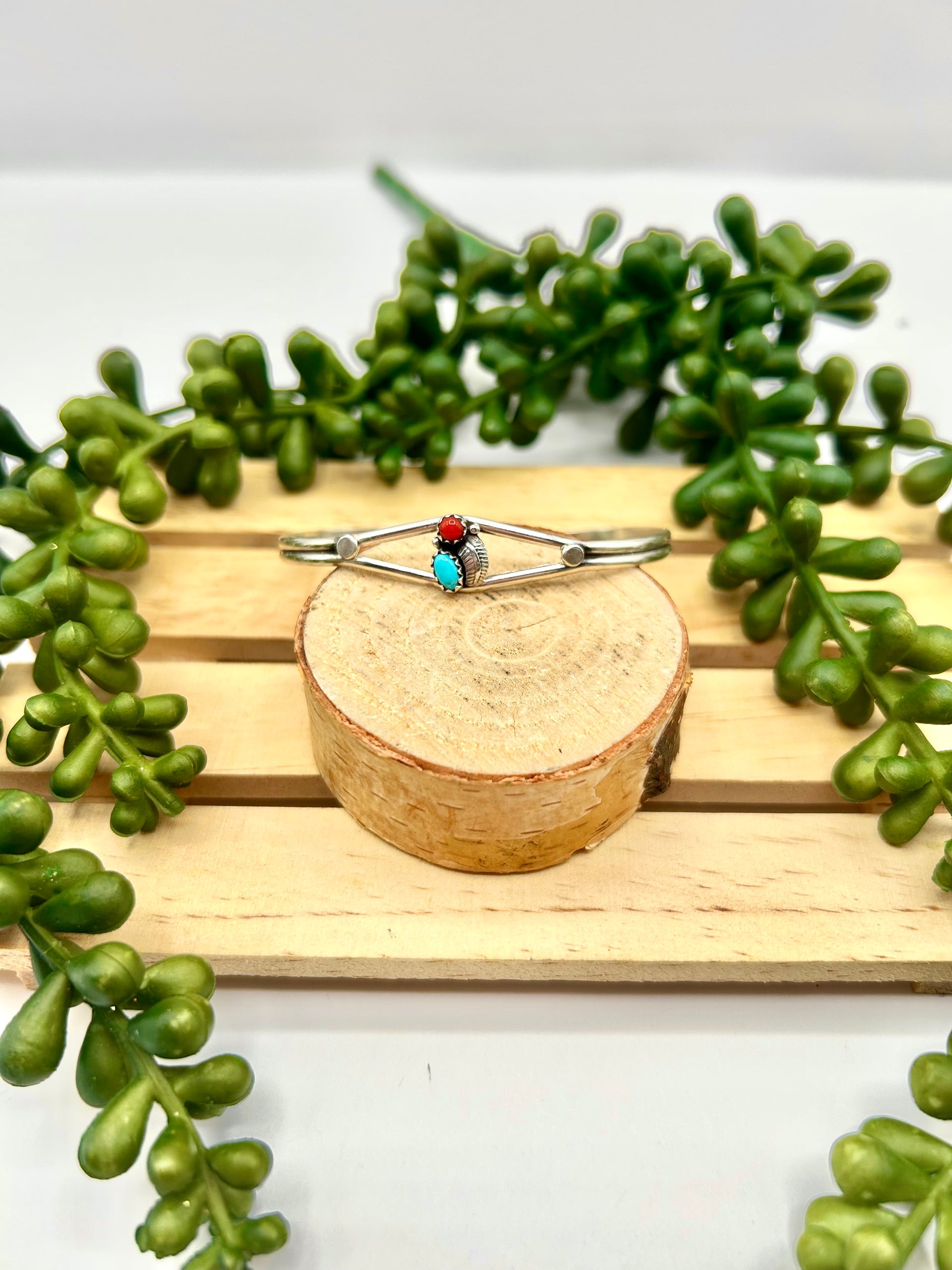 Navajo Made Multi Stone & Sterling Silver Cuff Bracelet
