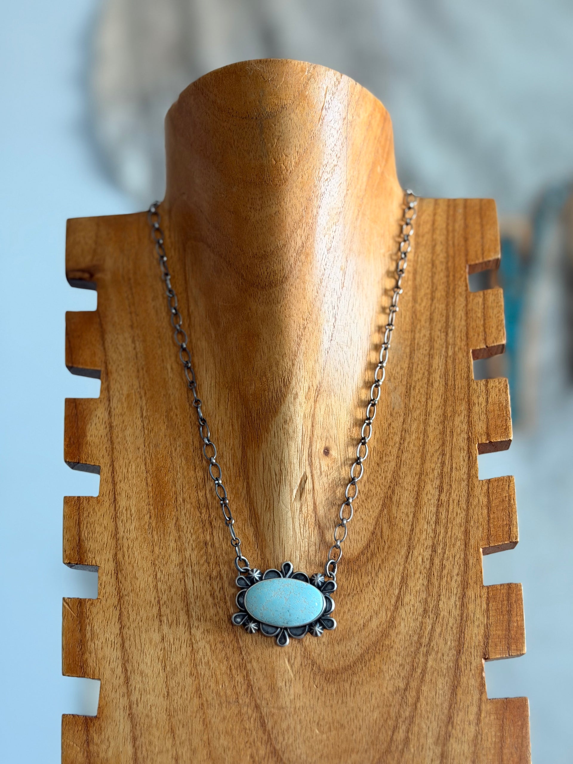 Jameson Garcia Natural Dry Creek Turquoise & Sterling Silver Bar Necklace