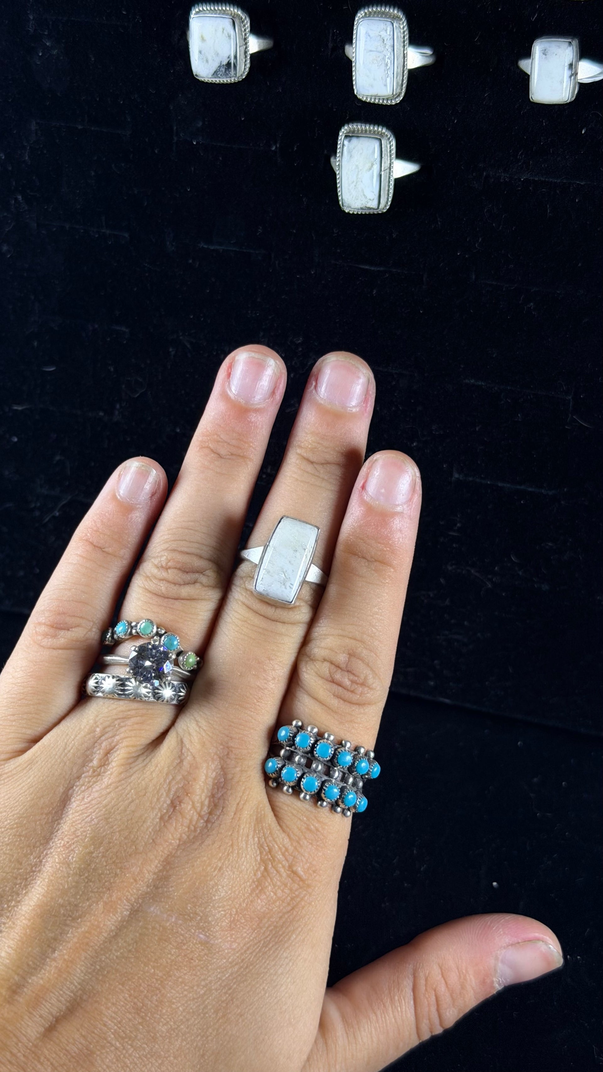 Navajo Made White Buffalo & Sterling Silver Ring