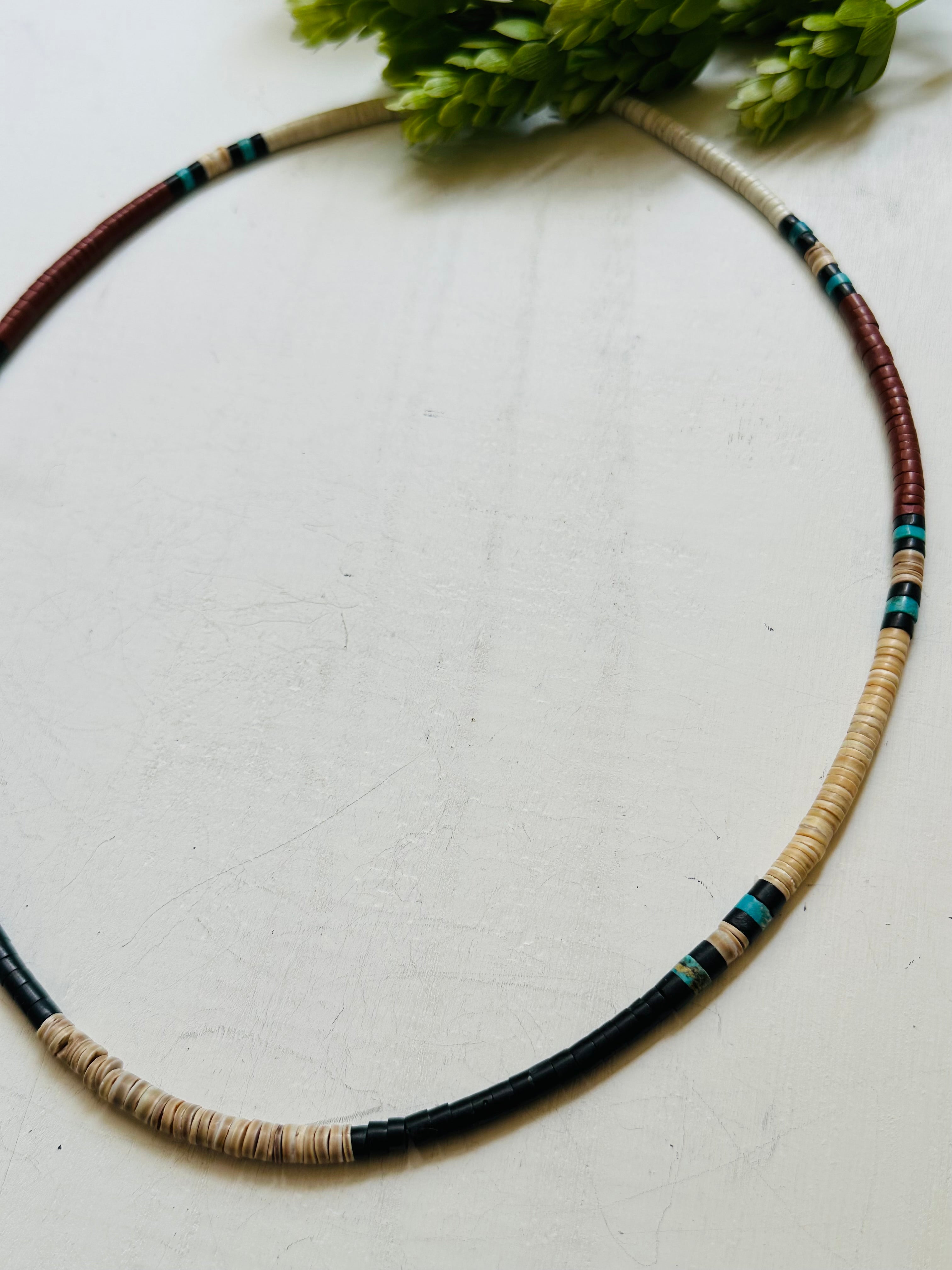 Hopi Strung Multi Stone & Sterling Silver Necklace