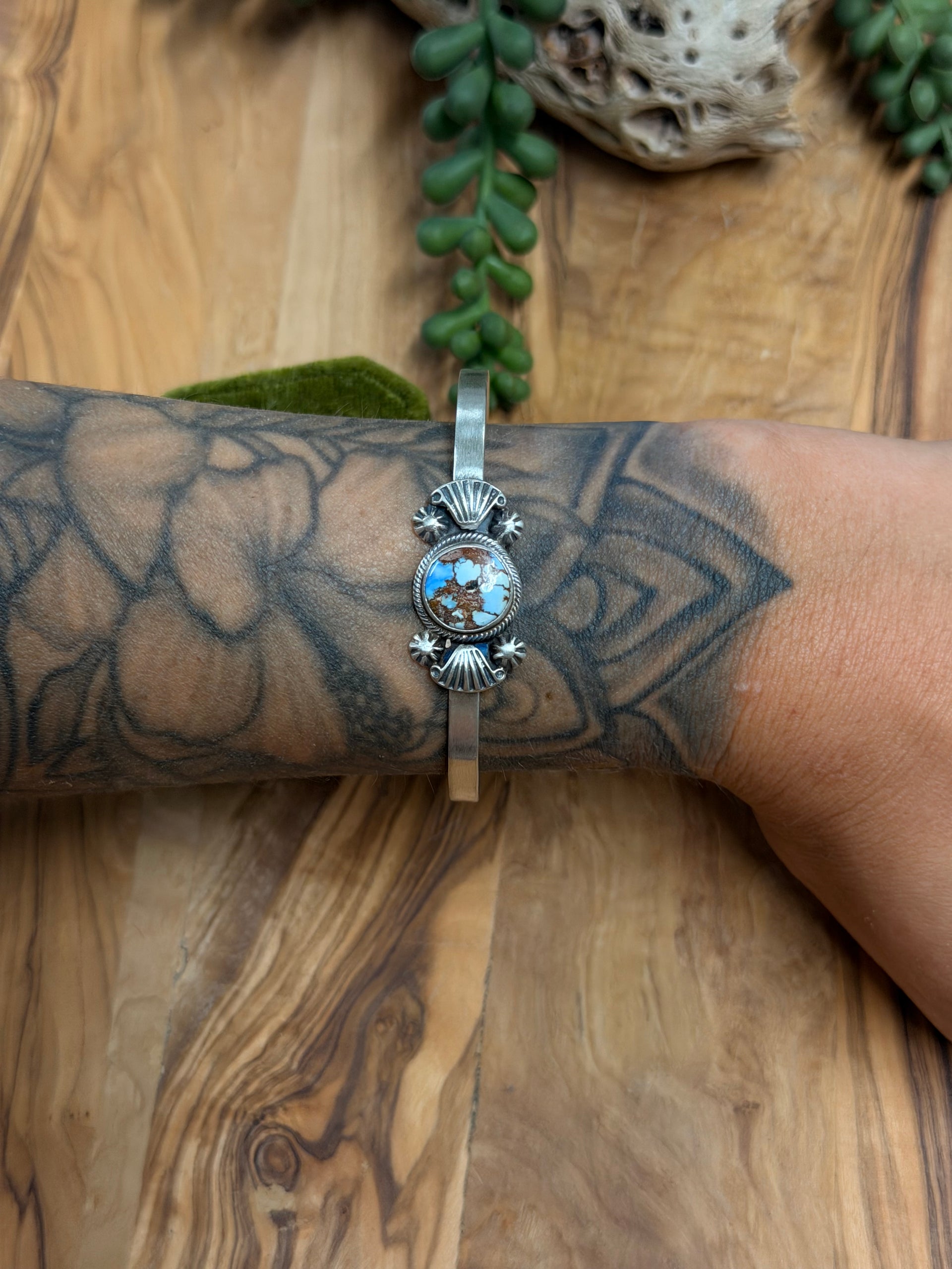 Genevieve Francisco Golden Hills Turquoise and Sterling Silver Cuff Bracelet